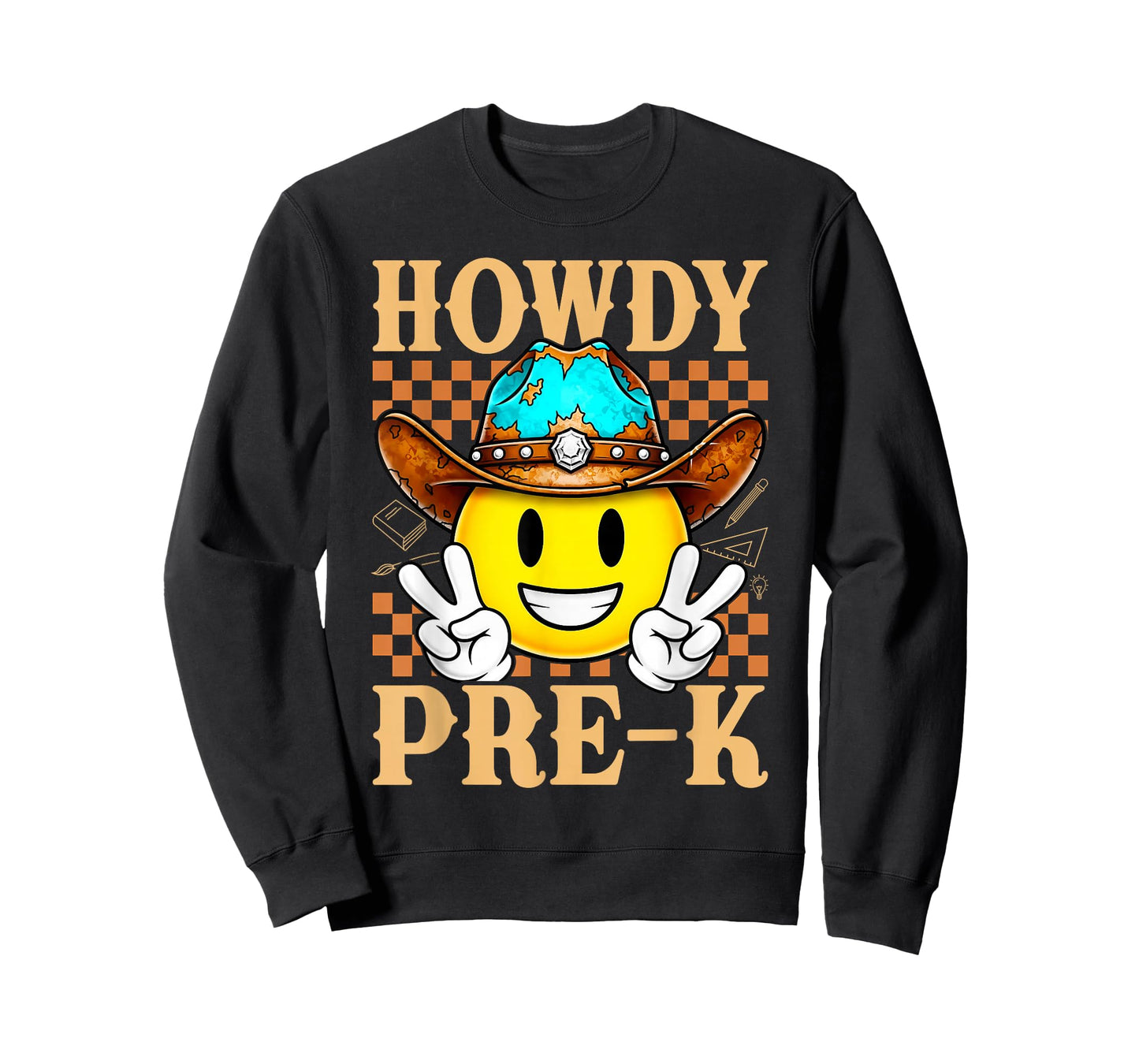 Howdy Pre-K Retro Cowboy Cowgirl Western Teacher Kids T-Shirt
