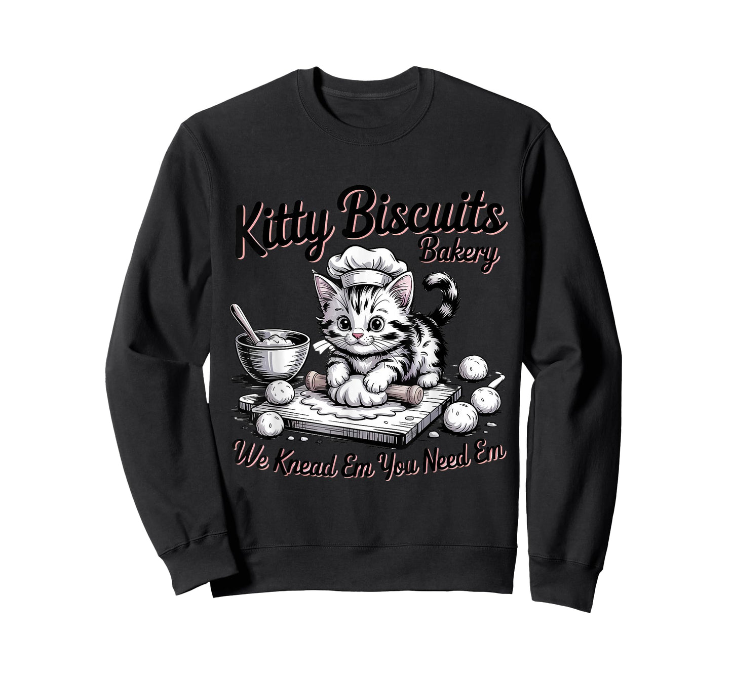 Kitty Biscuits We Knead Em You Need Em Funny Baking Cat T-Shirt