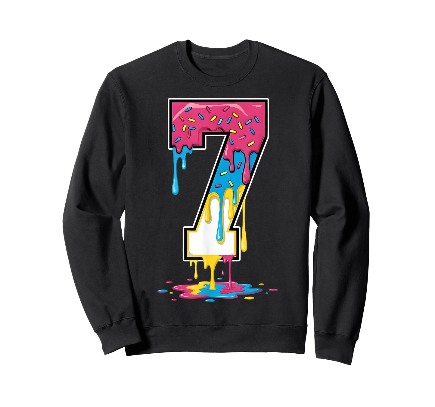 Number 7 Team Sports Ice Cream Drip Matching Varsity 7 T-Shirt