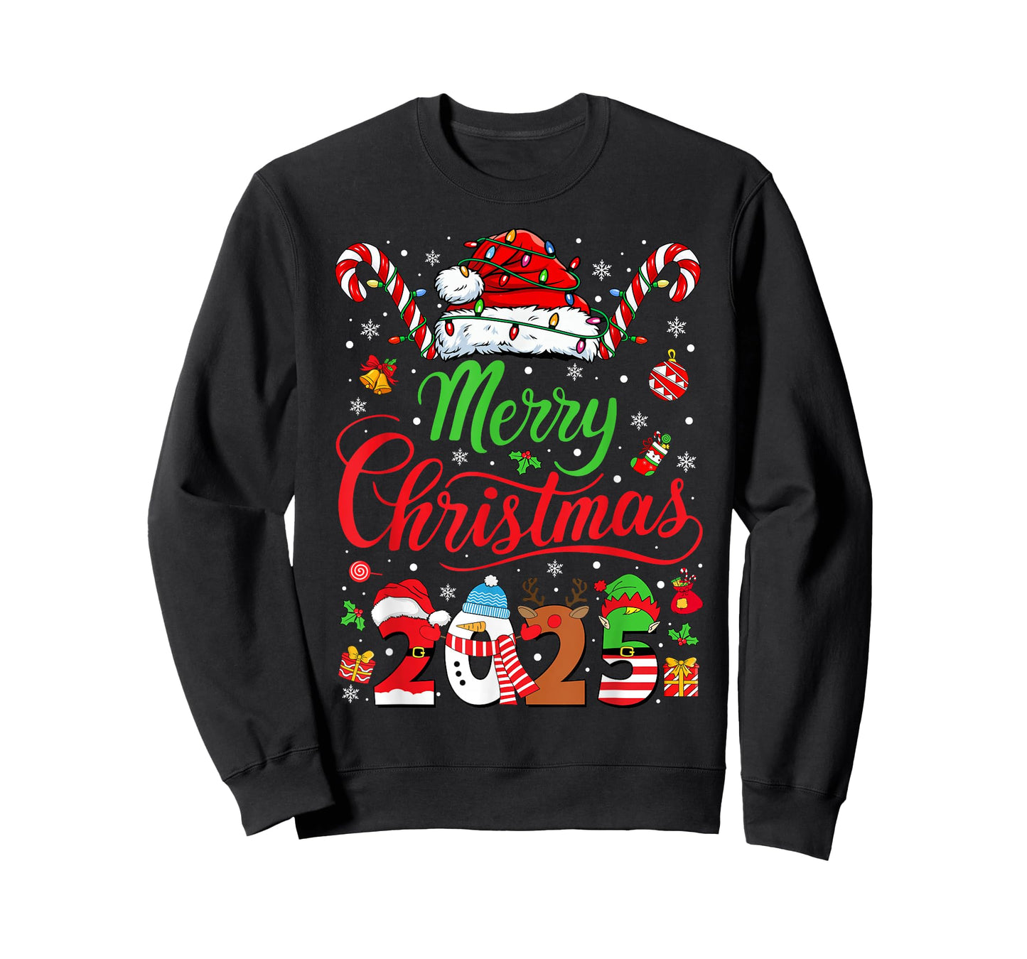 Merry Christmas 2025 Santa Reindeer Snowman Christmas Family T-Shirt