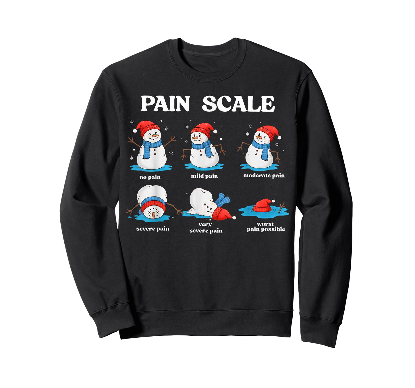 Pain Scale Snowman Funny Nurse Christmas Men Women Kids T-Shirt