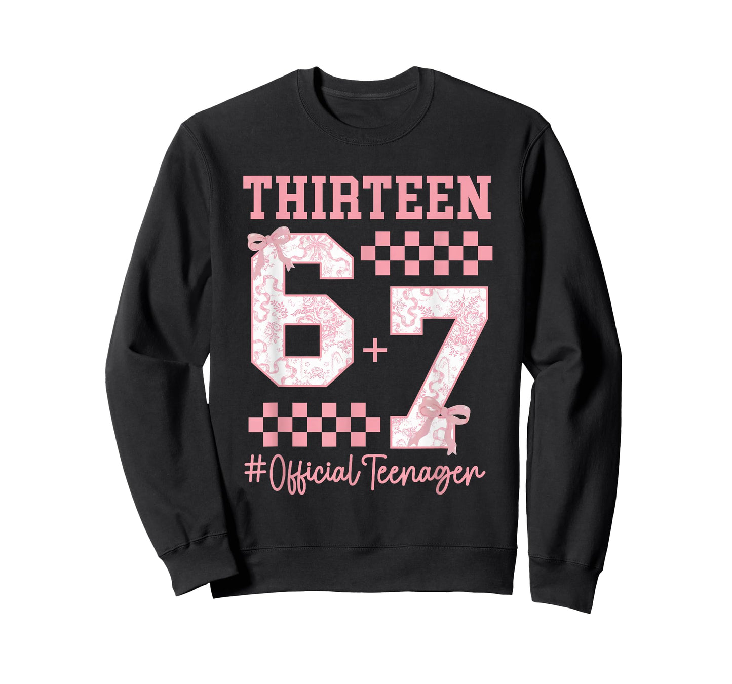 67 Six Seven 6 7 Meme 13th Birthday Girl Pink Coquette Bow T-Shirt