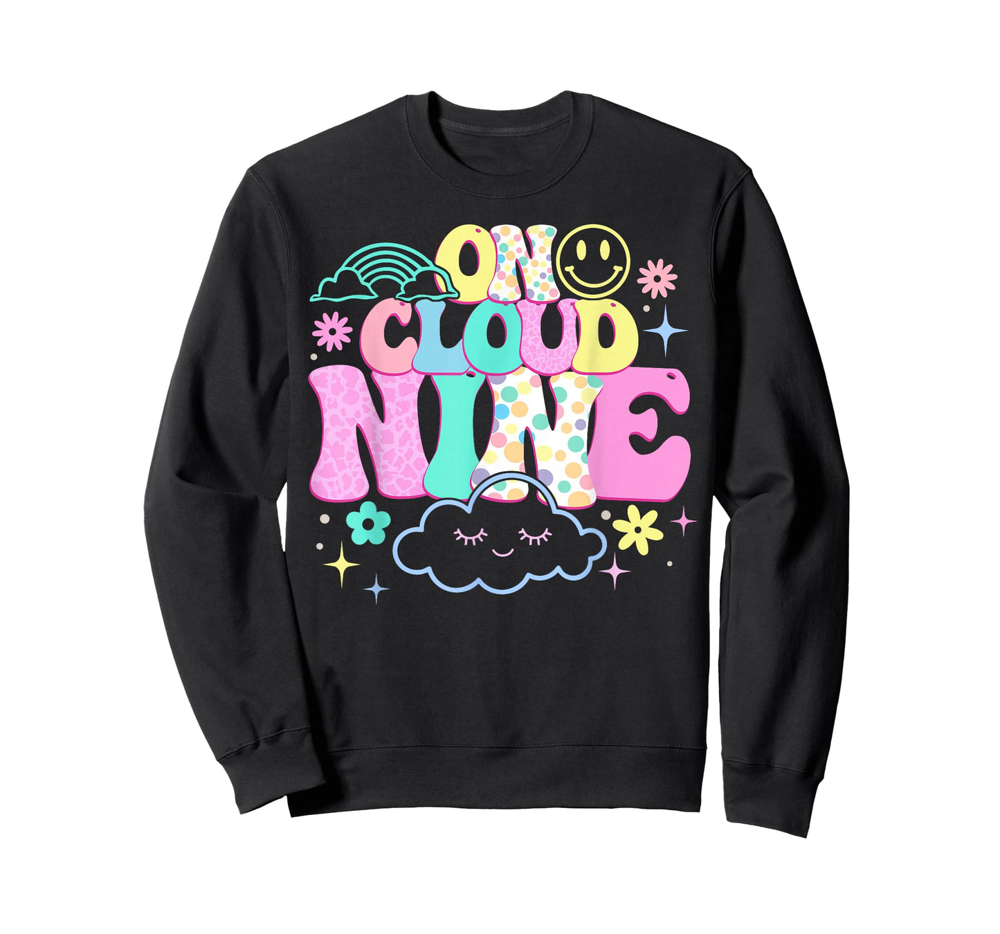 Groovy On Cloud Nine Bday 9th Birthday Girl 9 Year Old T-Shirt