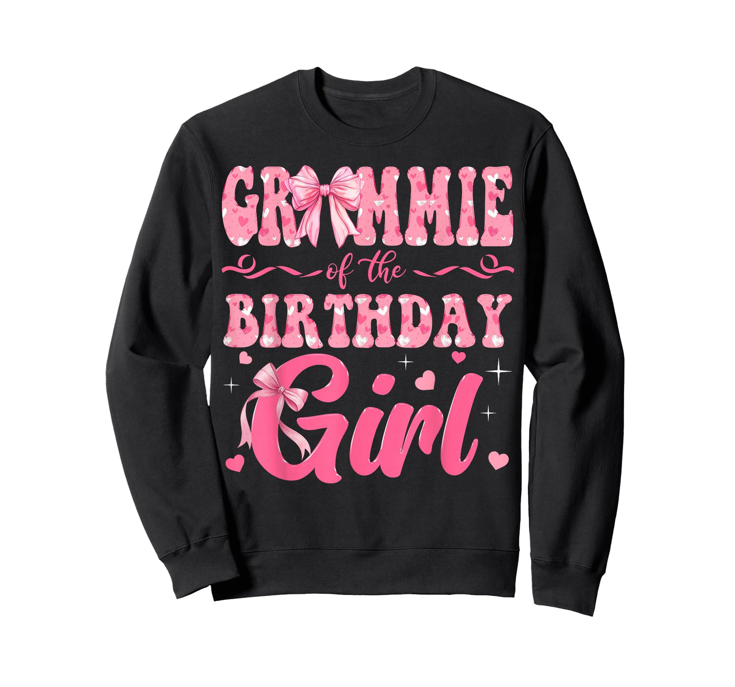 Grammie of The Birthday Girl Family Pink Coquette Bow T-Shirt