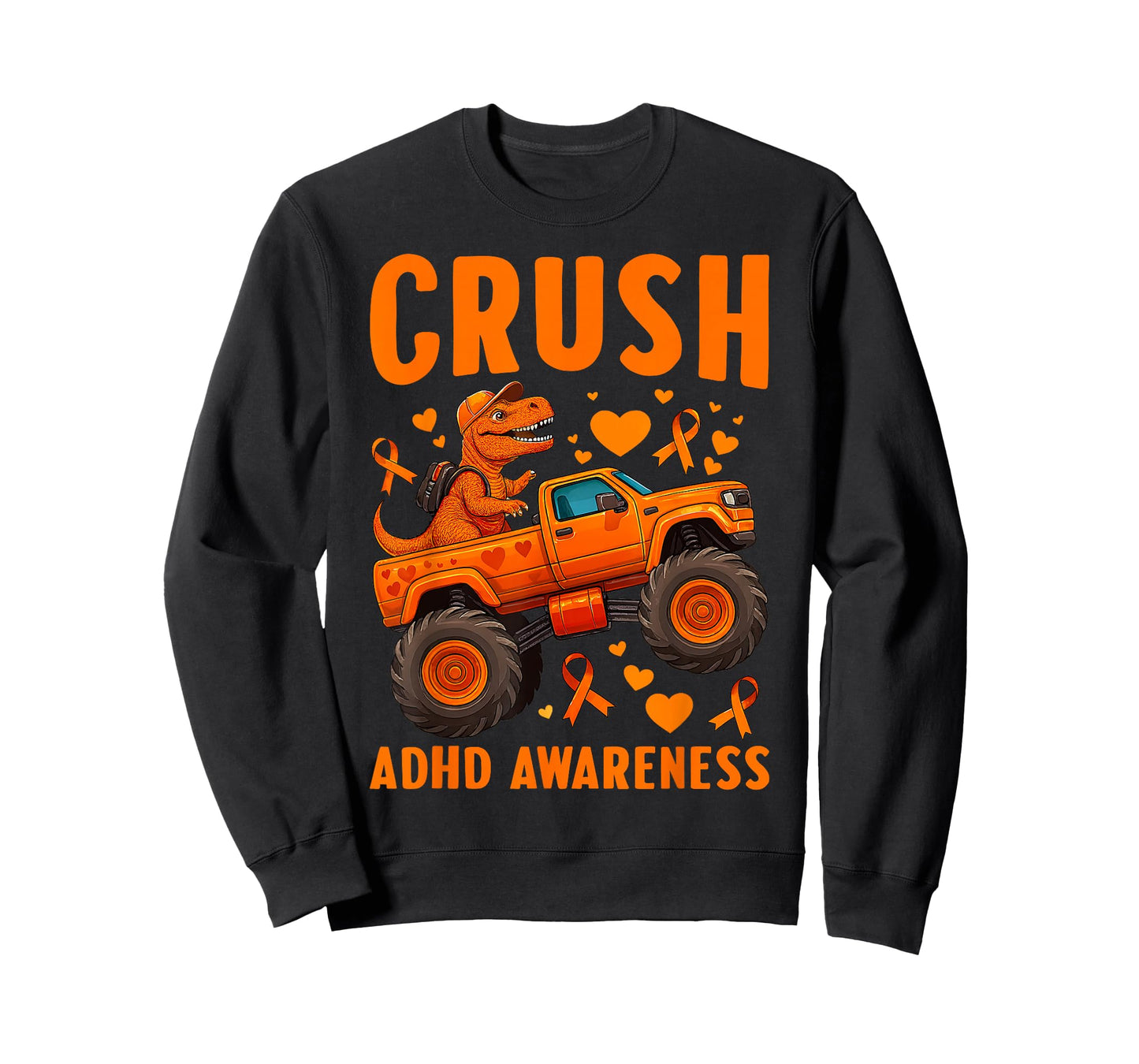 Funny Crush ADHD Awareness T-rex Monster Truck Kids Boy Girl T-Shirt