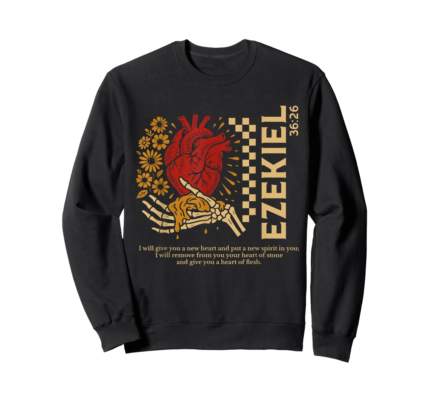 Vintage Ezekiel 36-26 Heart of Flesh Bible Verse Christian T-Shirt