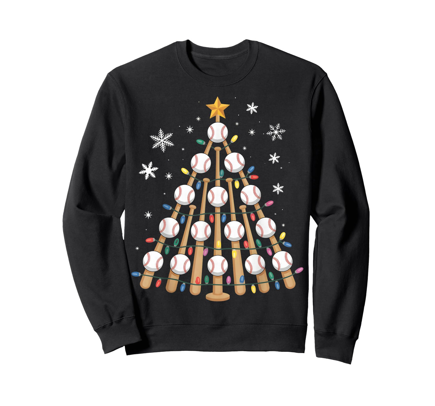 Funny Baseball Christmas Tree Light Xmas Baseball Boys Kids T-Shirt
