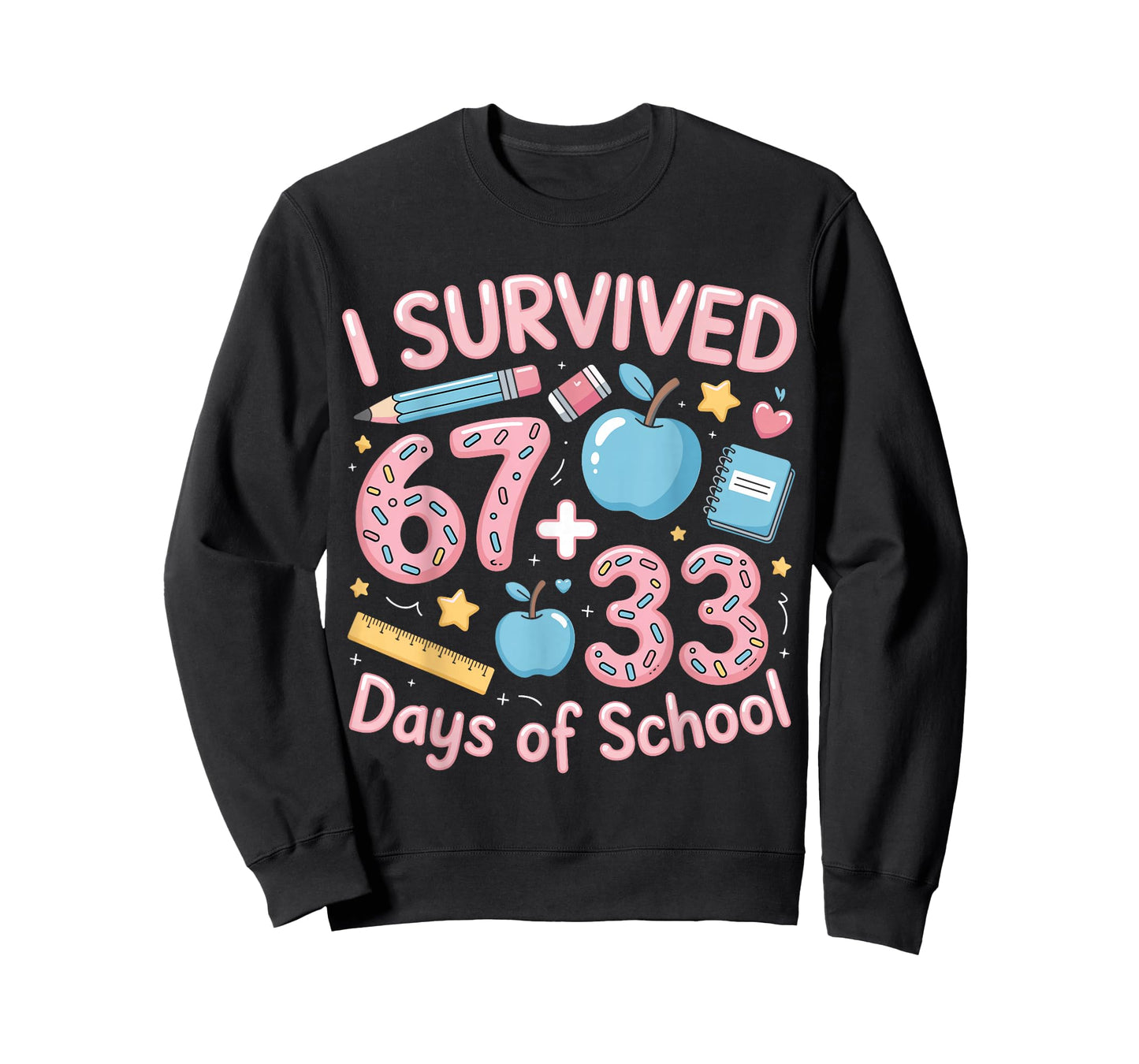 I Survived 67 Plus 33 Days of School for Kids Funny 6 7 Meme T-Shirt