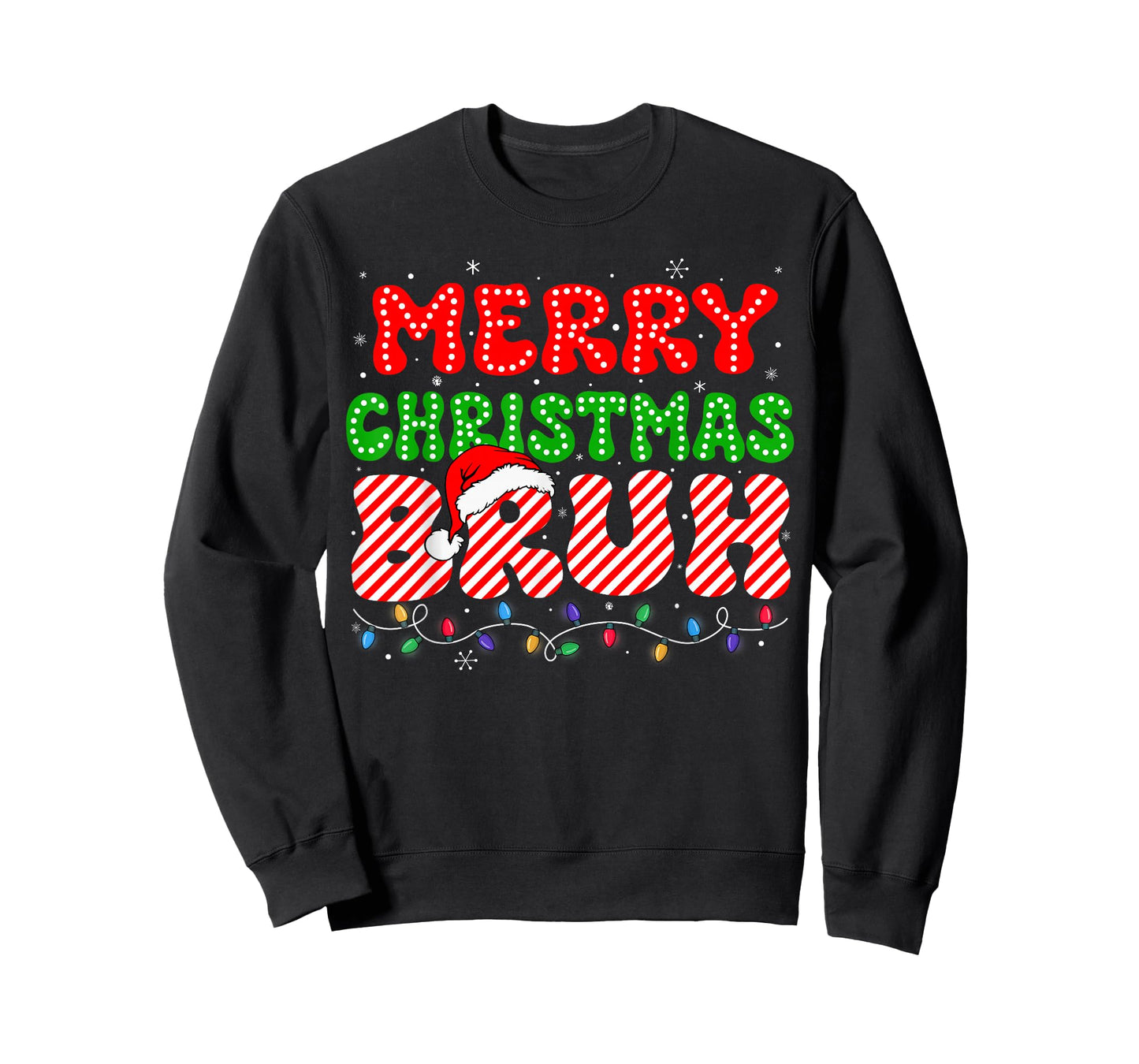 Bruh Merry Christmas Candy Cane Shirts Teen Kids Funny Xmas T-Shirt