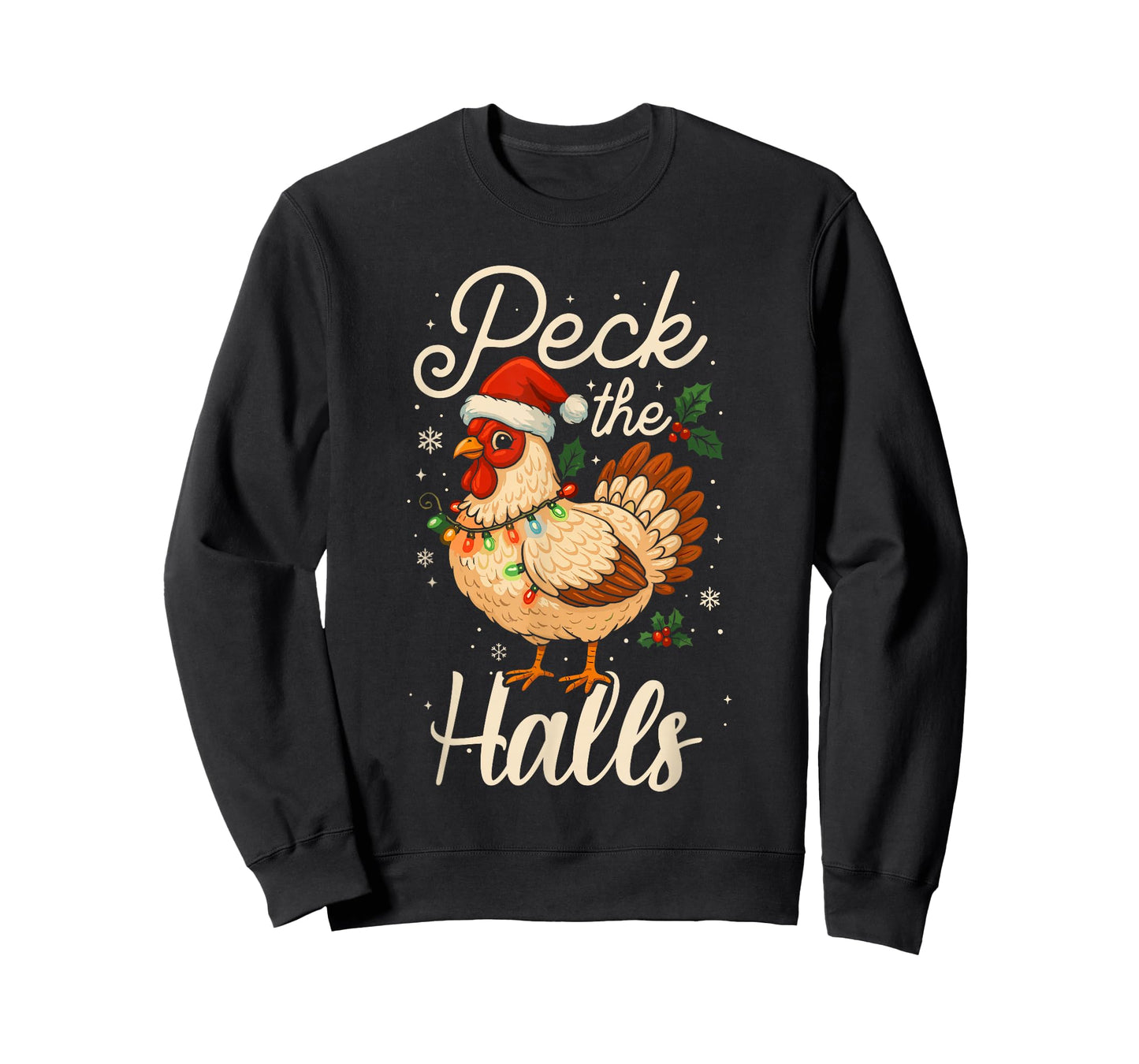 Funny Christmas Chicken Pajamas Shirt, Peck The Halls T-Shirt
