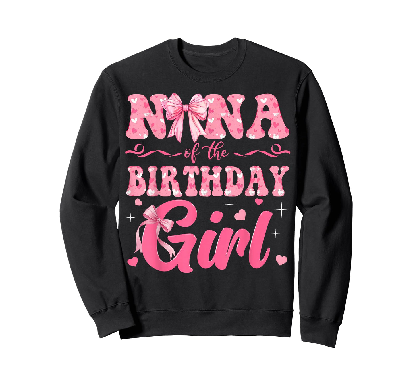 Nana of The Birthday Girl Family Pink Coquette Bow T-Shirt