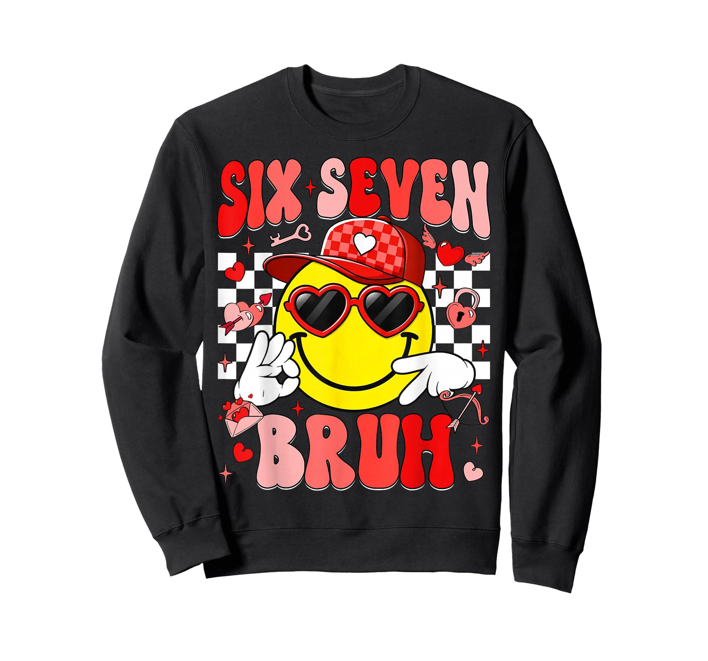 Six Seven Bruh Smile 6 7 Meme Valentines Day Girls Boys Kids T-Shirt