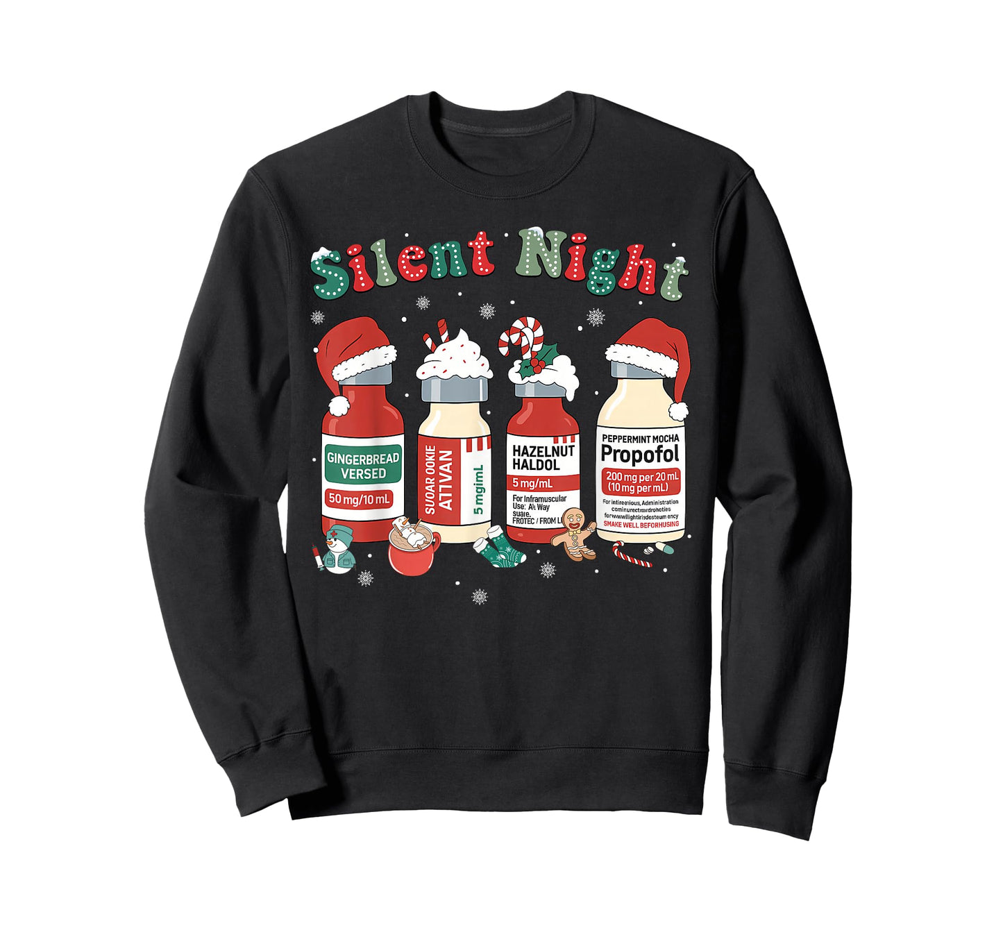 Funny Santa Propofol Silent Night ICU Nurses Merry Christmas T-Shirt