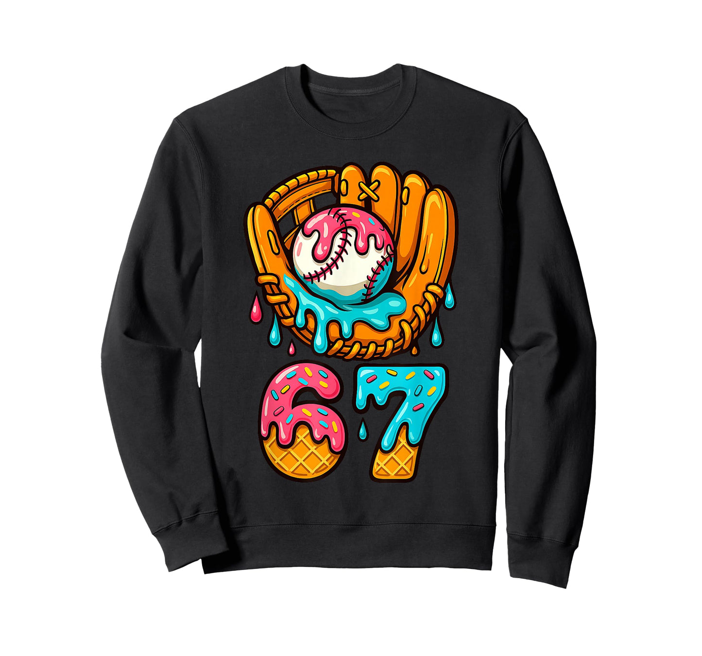 Baseball 67 Ice Cream Drip 67 Six Seven Meme 67th Birthday T-Shirt