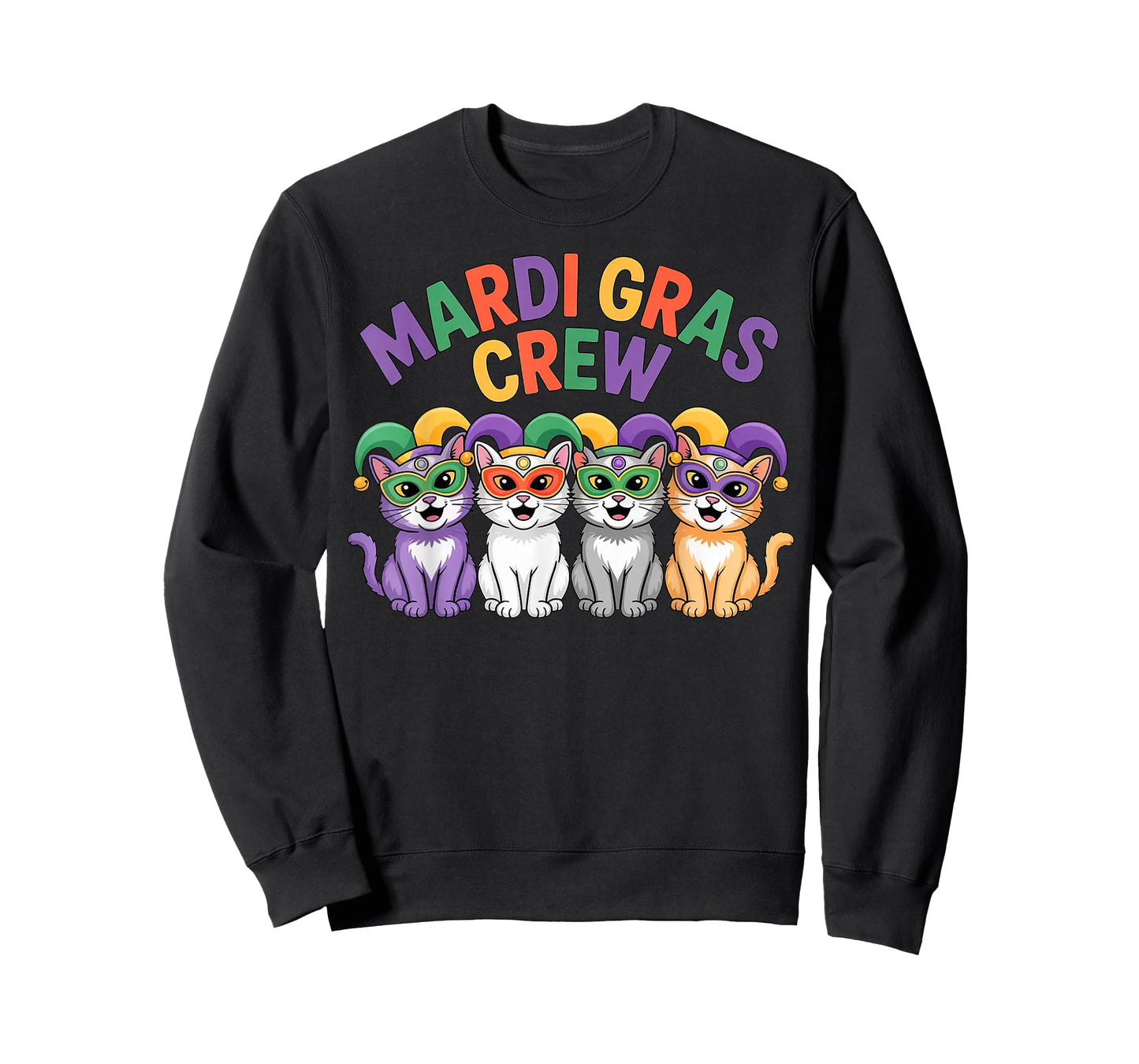 Mardi Gras Crew Cat Mask Party Art Design T-Shirt