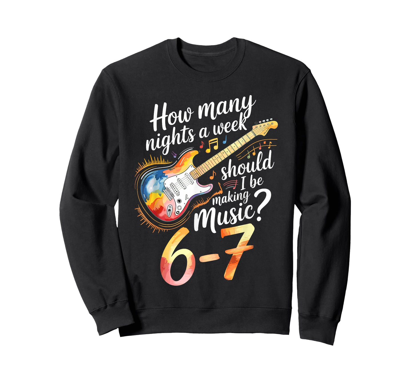 67 Six Seven Meme 6-7 Funny Music Lover Guitar T-Shirt