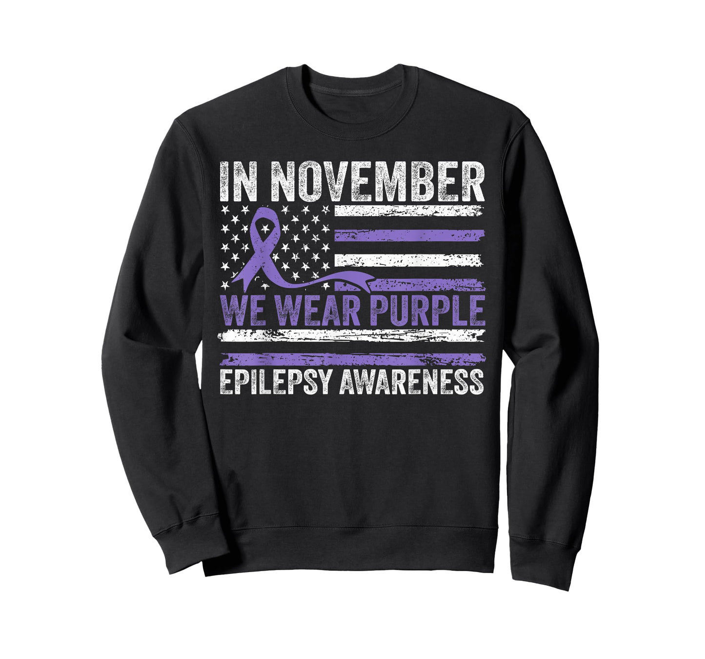in November We Wear Purple Epilepsy Awareness American Flag T-Shirt
