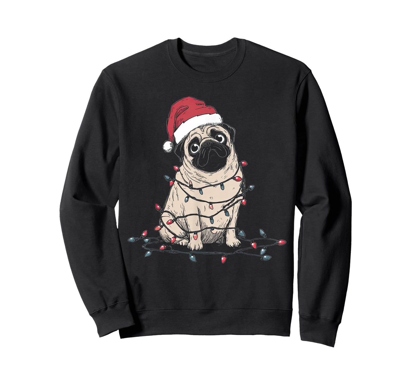 Funny Pug Christmas Graphics Dog Lights Lover Owner T-Shirt