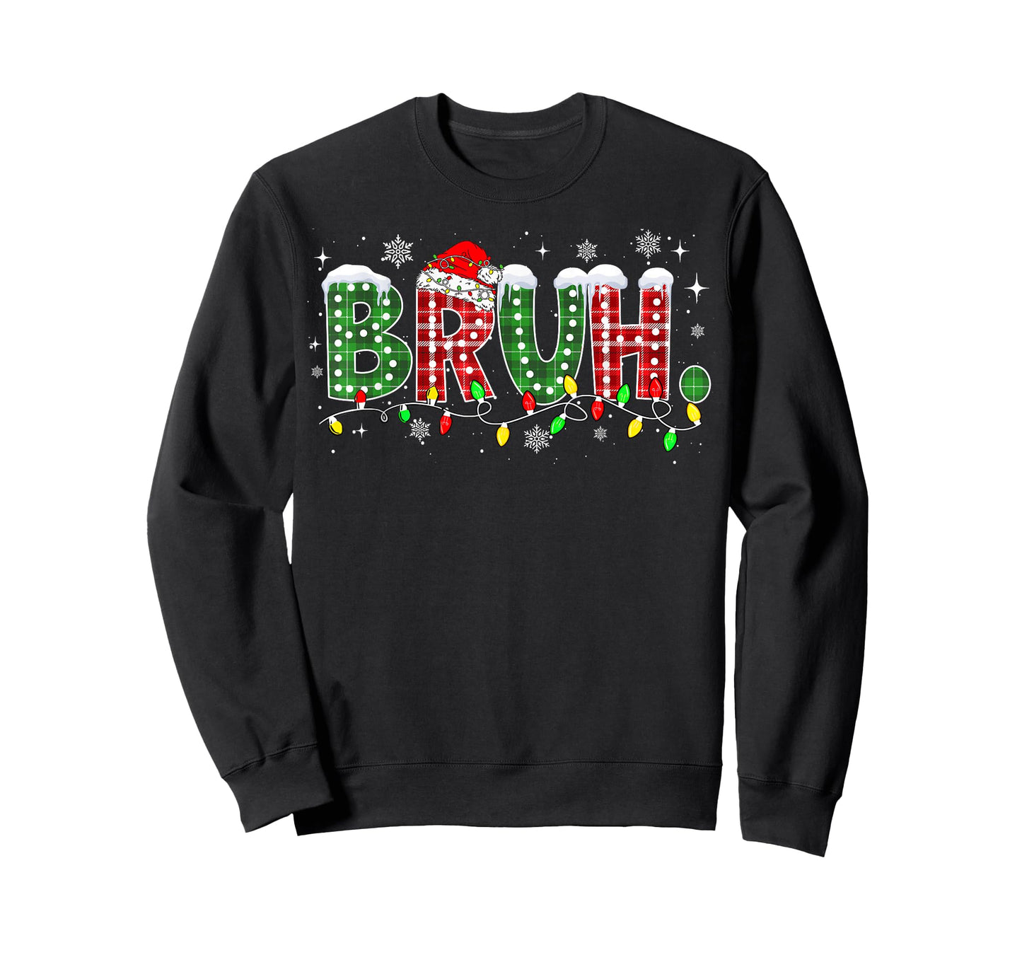 Funny Bruh Christmas Pajamas Plaid Teens Boys Kids Xmas T-Shirt