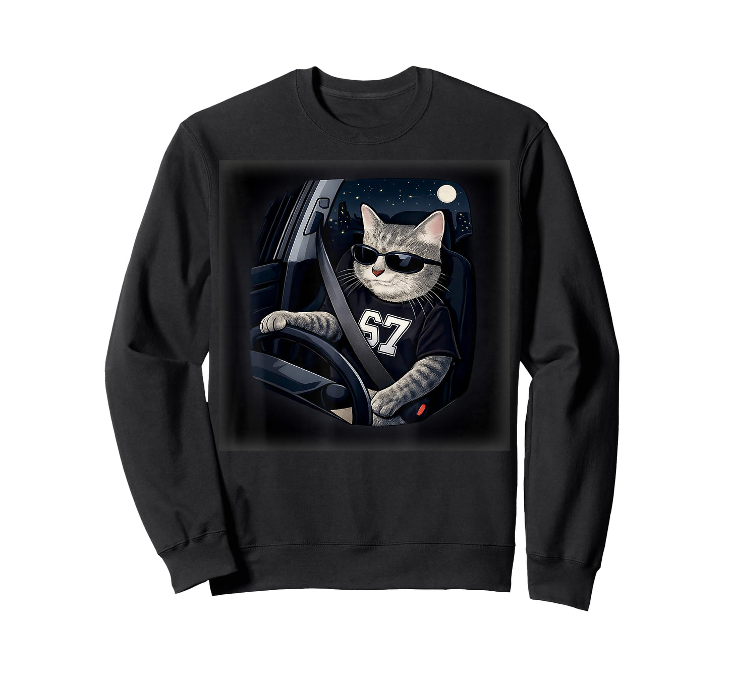 Cool Cat Driving 67 Sunglasses Funny Gifts for Men Women Kid T-Shirt