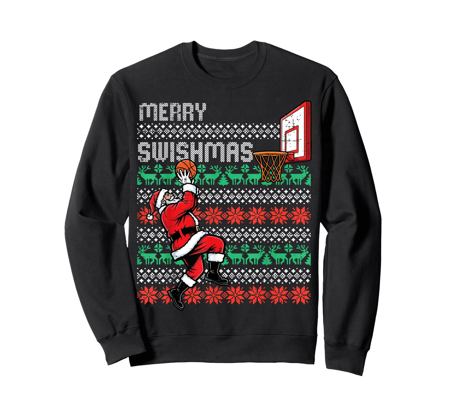 Christmas Santa Basketball Merry Swishmas Xmas Men Boys Kids T-Shirt