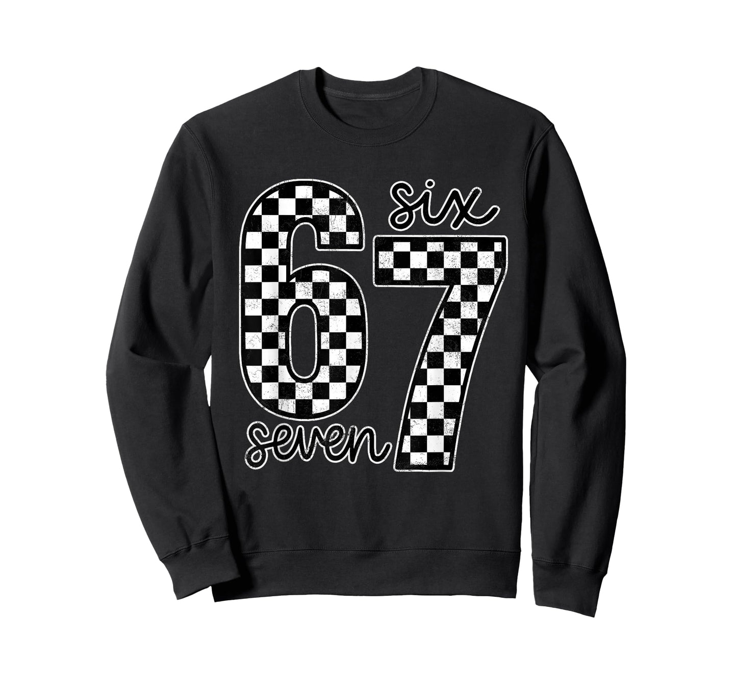 Funny Six Seven 67 Checkered Meme Cool Design for Boys Kids T-Shirt