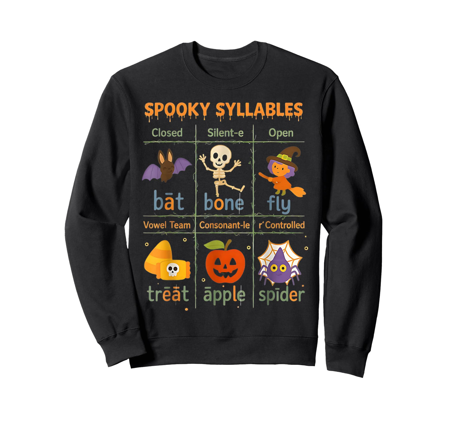 Spooky Syllables Teacher Funny Halloween Educational Kids T-Shirt