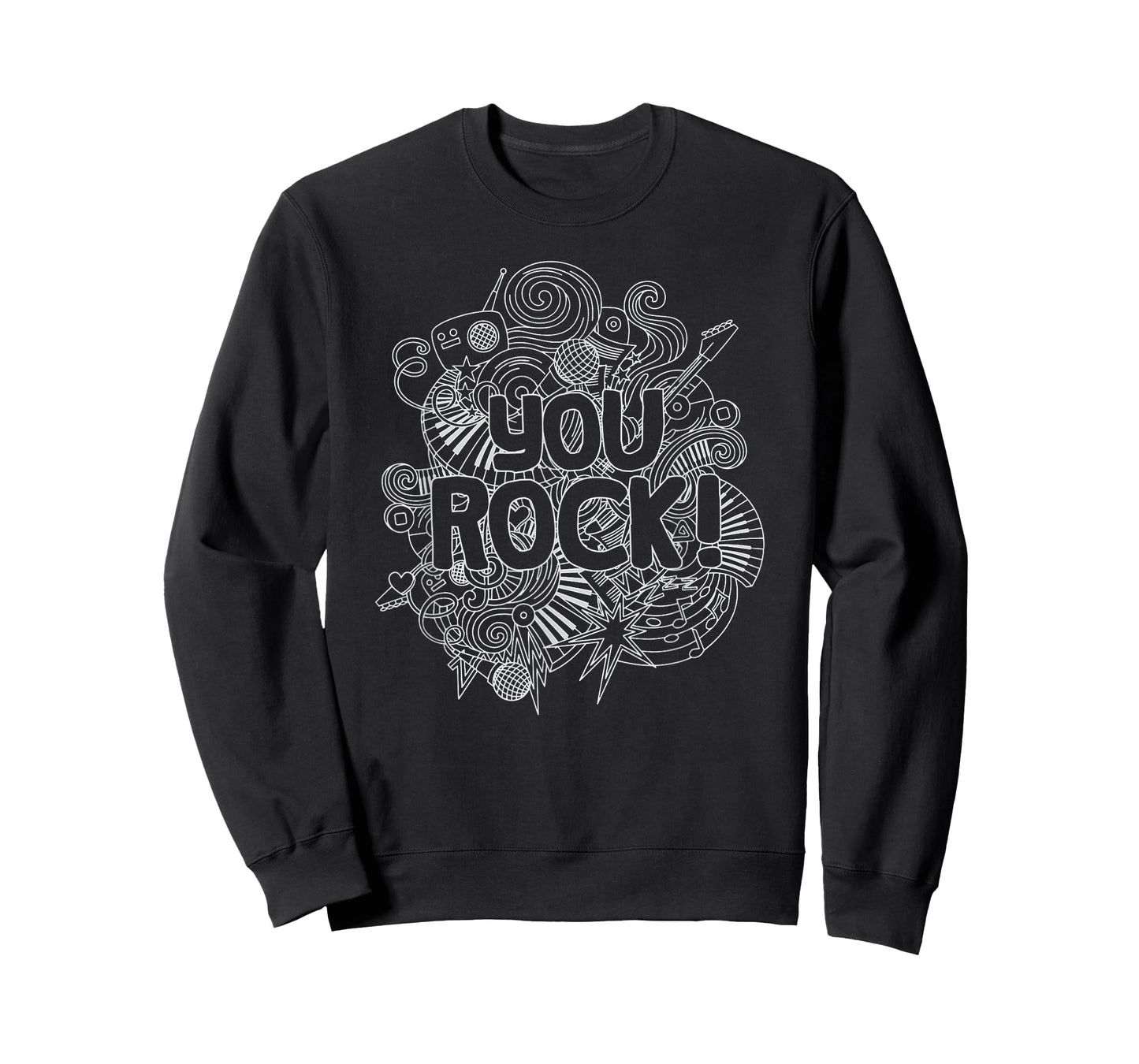 You Rock Music-Themed Coloring Page Style White Line Art T-Shirt