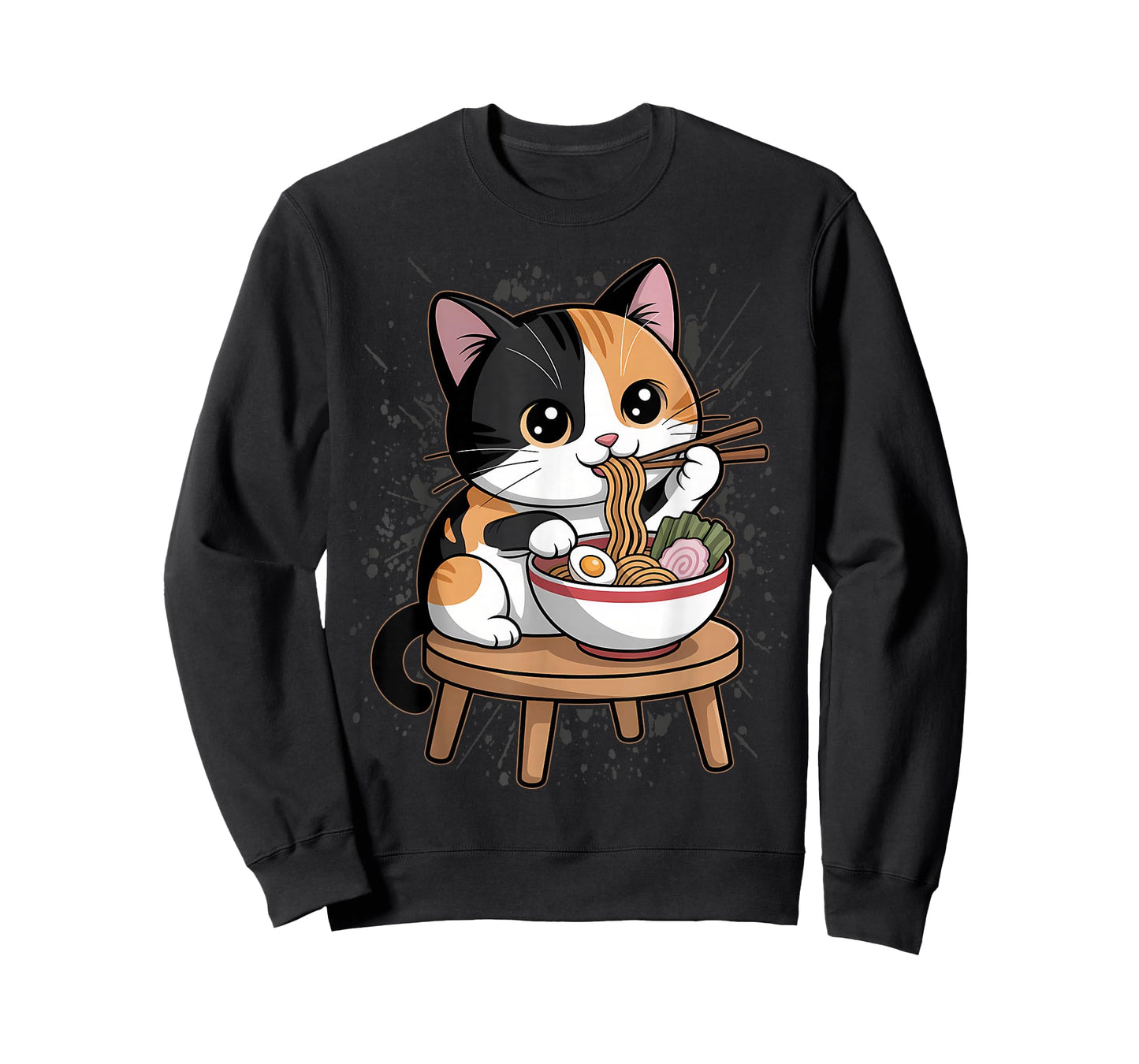 Calico Cat Eating Japanese Ramen Feline Kawaii T-Shirt