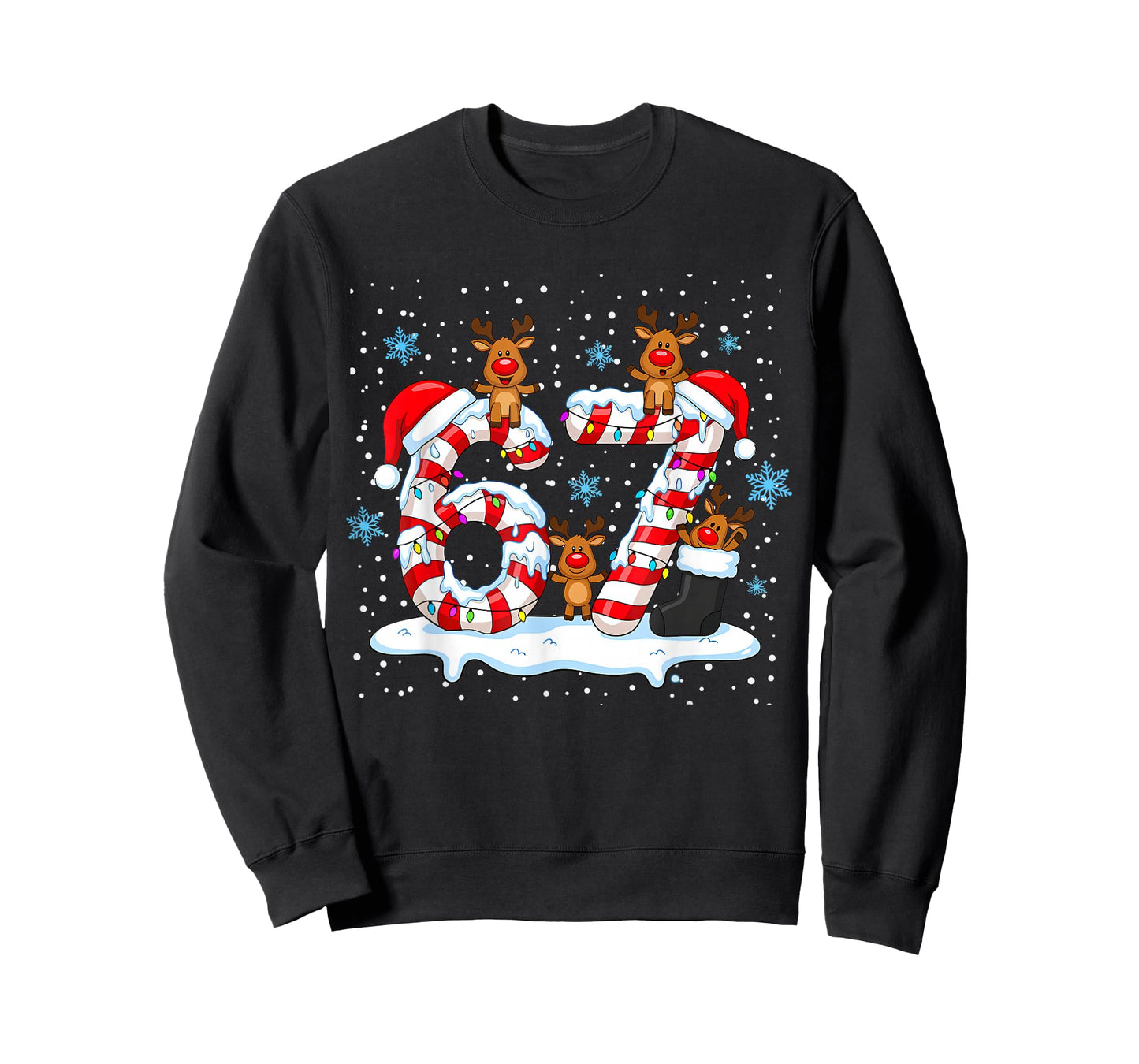 Funny Six Seven 67 Meme 6 7 Christmas Santa Hand Boys Teens T-Shirt