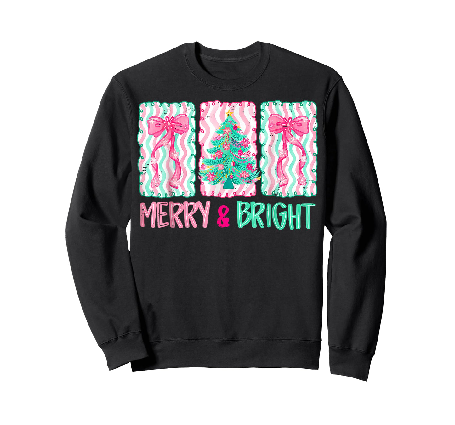 Coquette Bow Christmas Tree Merry and Bright Xmas Holiday T-Shirt
