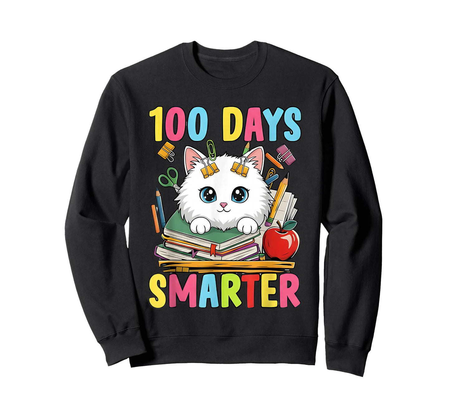100 Days Smarter Cat 100th Day of School Girls Cat Lovers T-Shirt