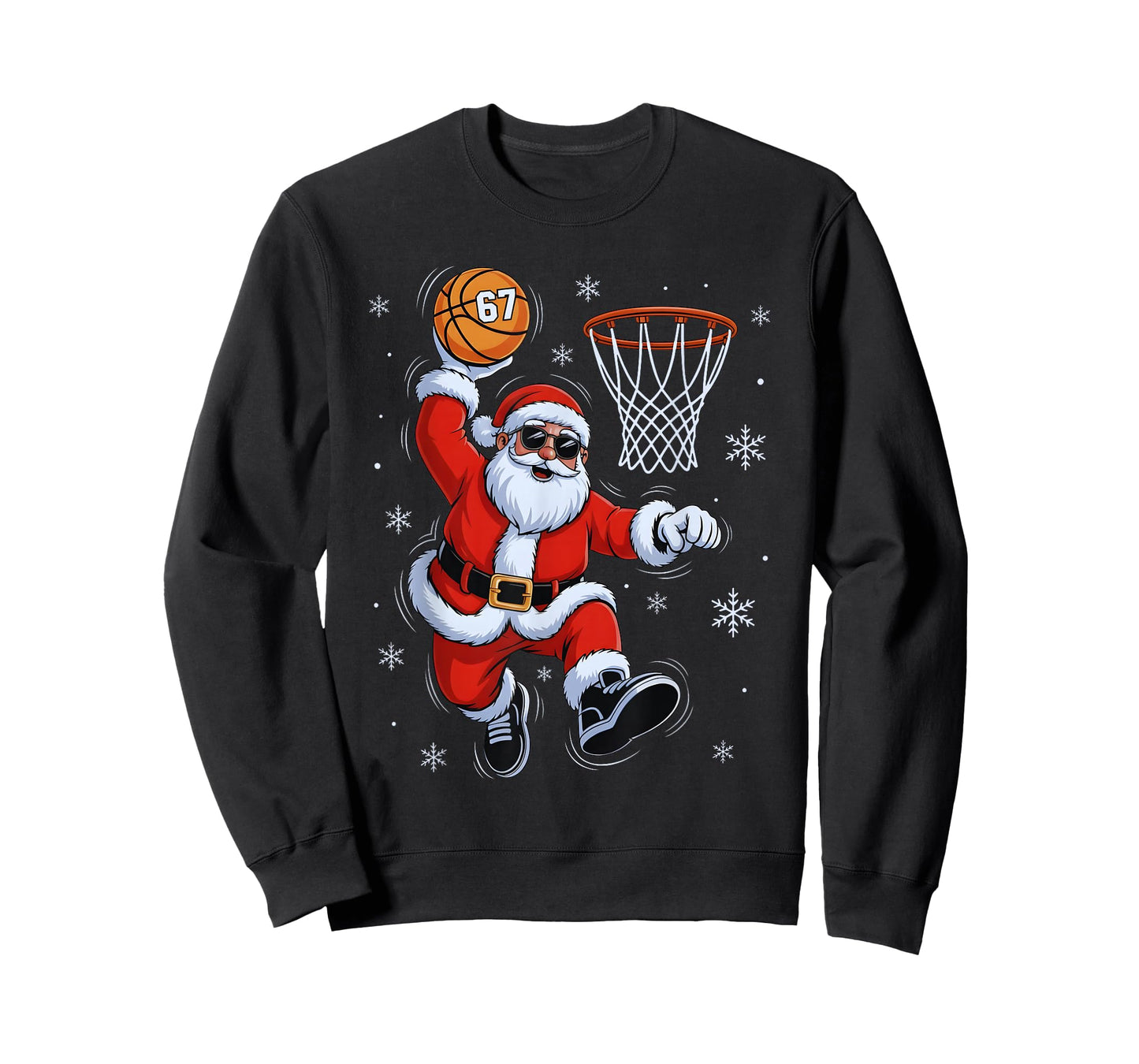 Funny Basketball Santa 67 Christmas Xmas Holiday Kids Boys T-Shirt