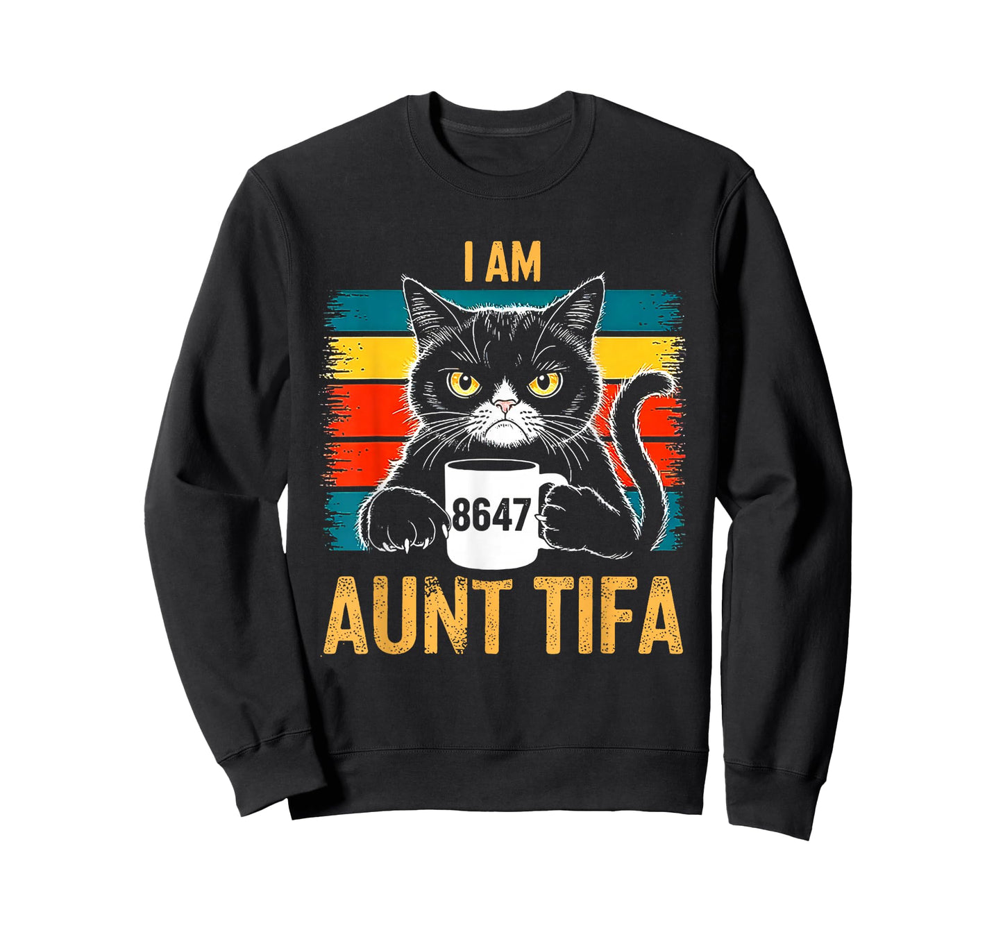 Retro I Am Aunt Tifa Cat 86 47 Vintage Coffee Cat 8647 T-Shirt