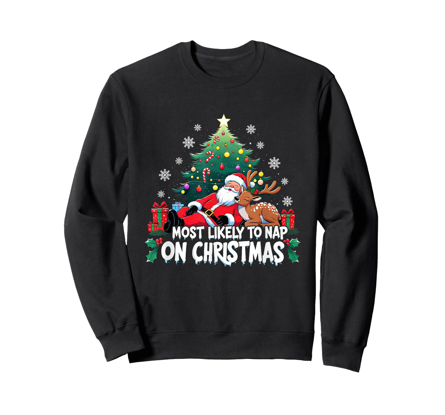 Most Likely to Nap On Christmas Funny Holiday T-Shirt