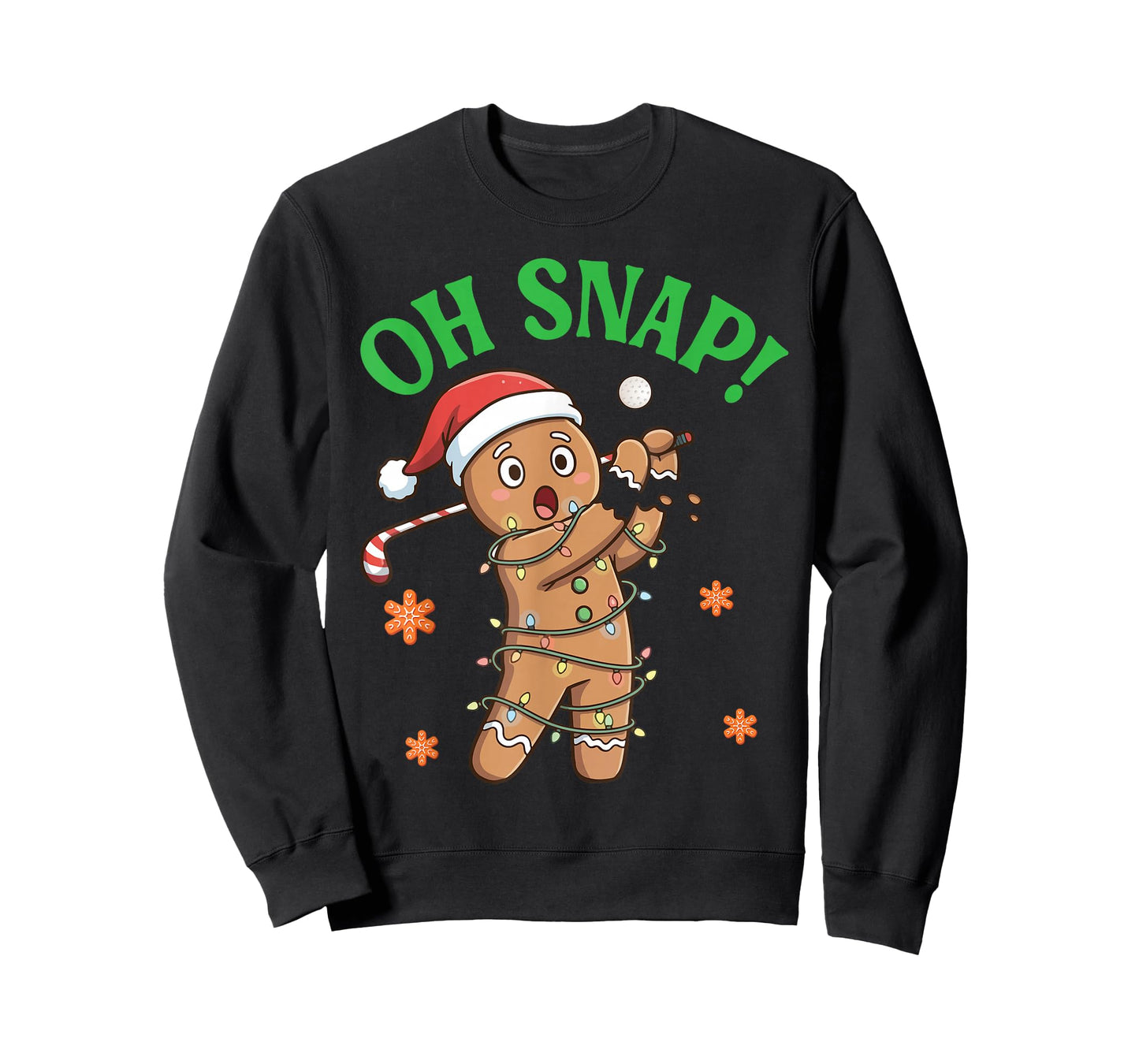 Funny Gingerbread Golf Christmas Cookie Oh Snap Santa Hat T-Shirt
