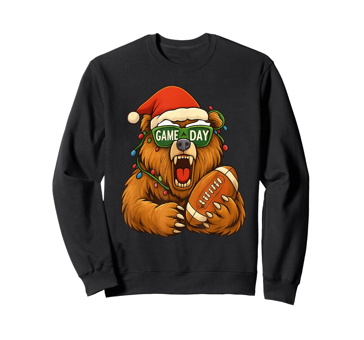 Funny Football Bear Christmas Game Day Shirt Vintage Fans T-Shirt