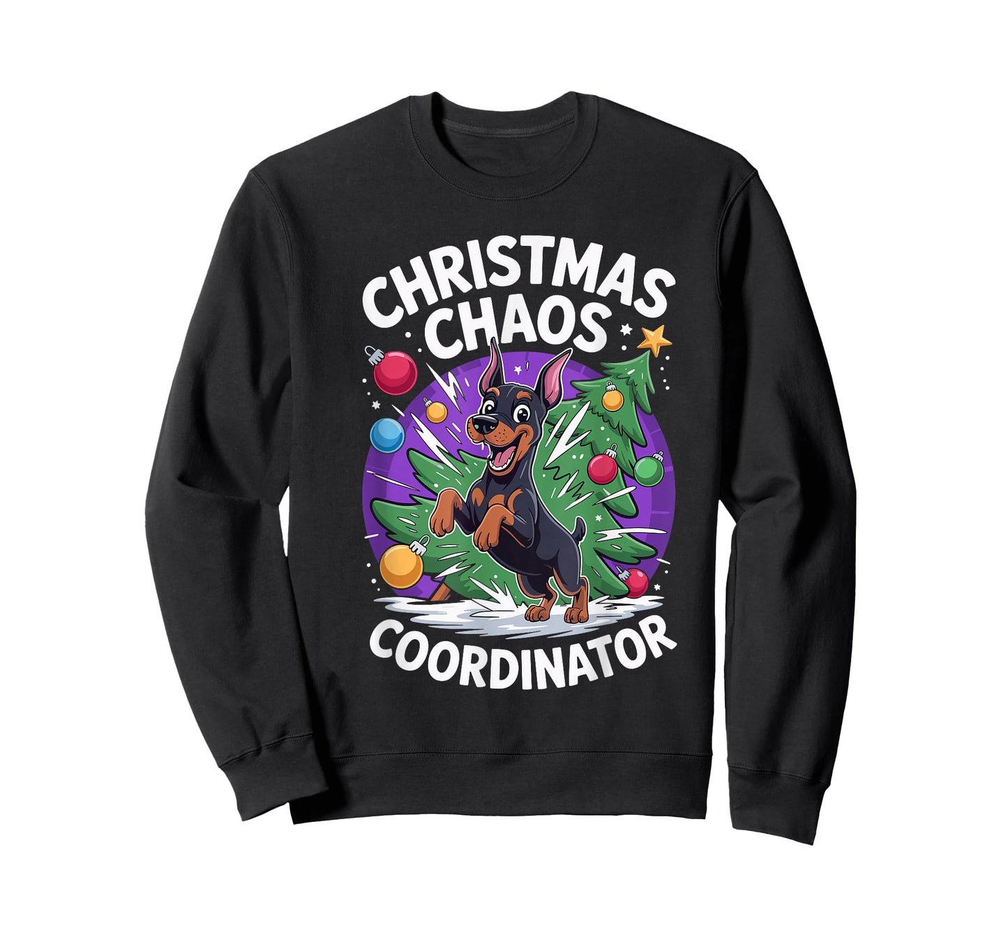 Christmas Chaos Coordinator Puppy Funny Doberman Pinscher T-Shirt