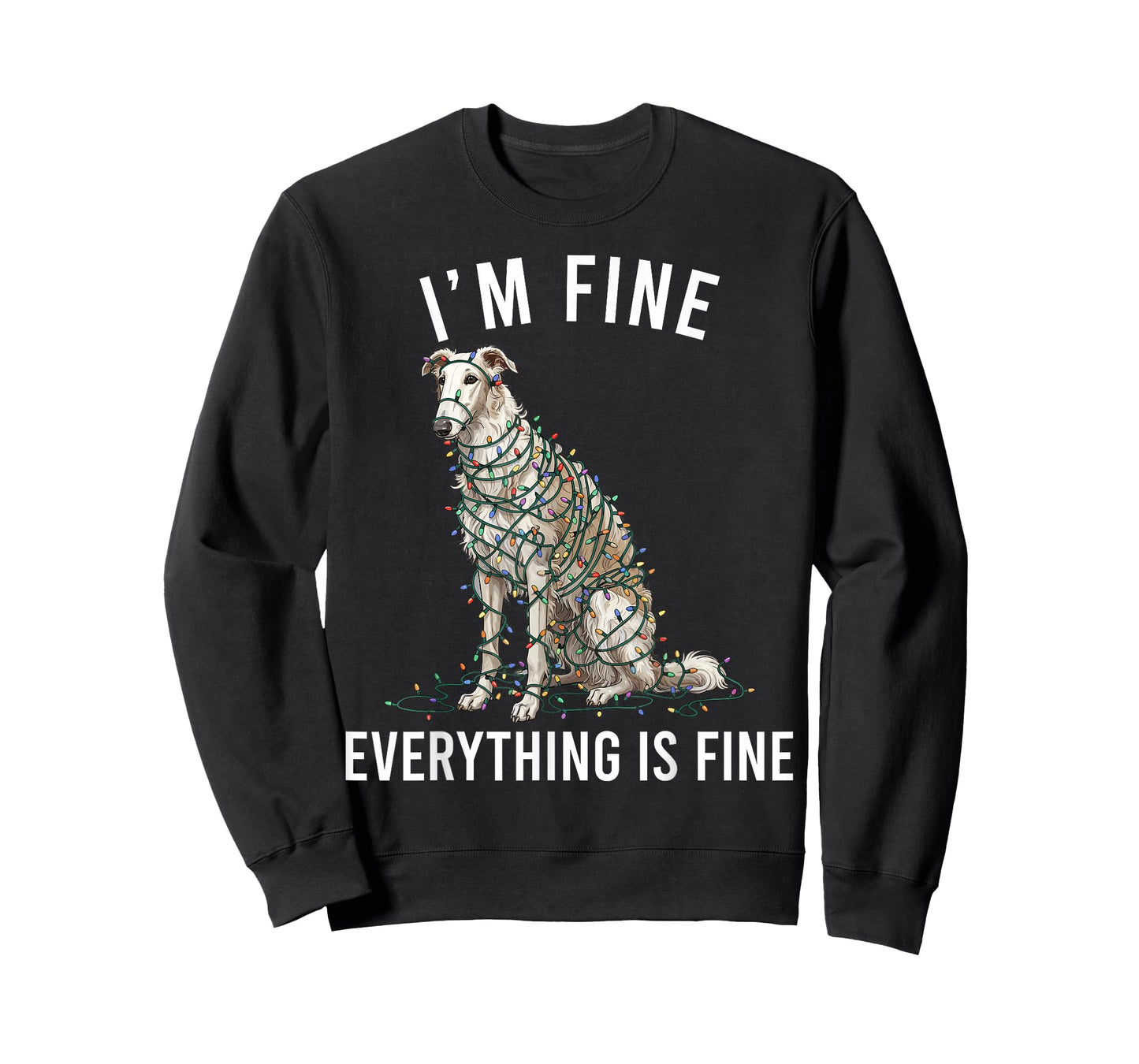 Borzoi Christmas I'm Fine Everything is Fine T-Shirt