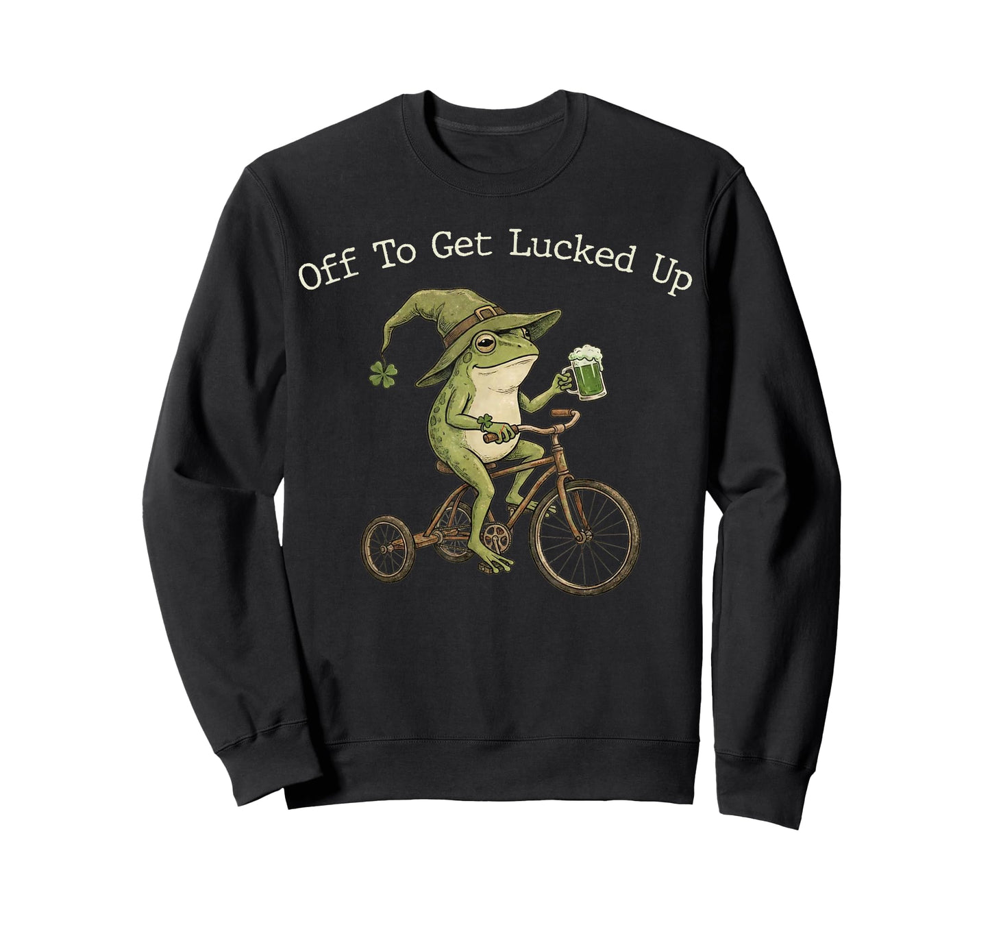 Off to Get Lucked Up St Patrick's Day Frog Bicycle Vintage T-Shirt