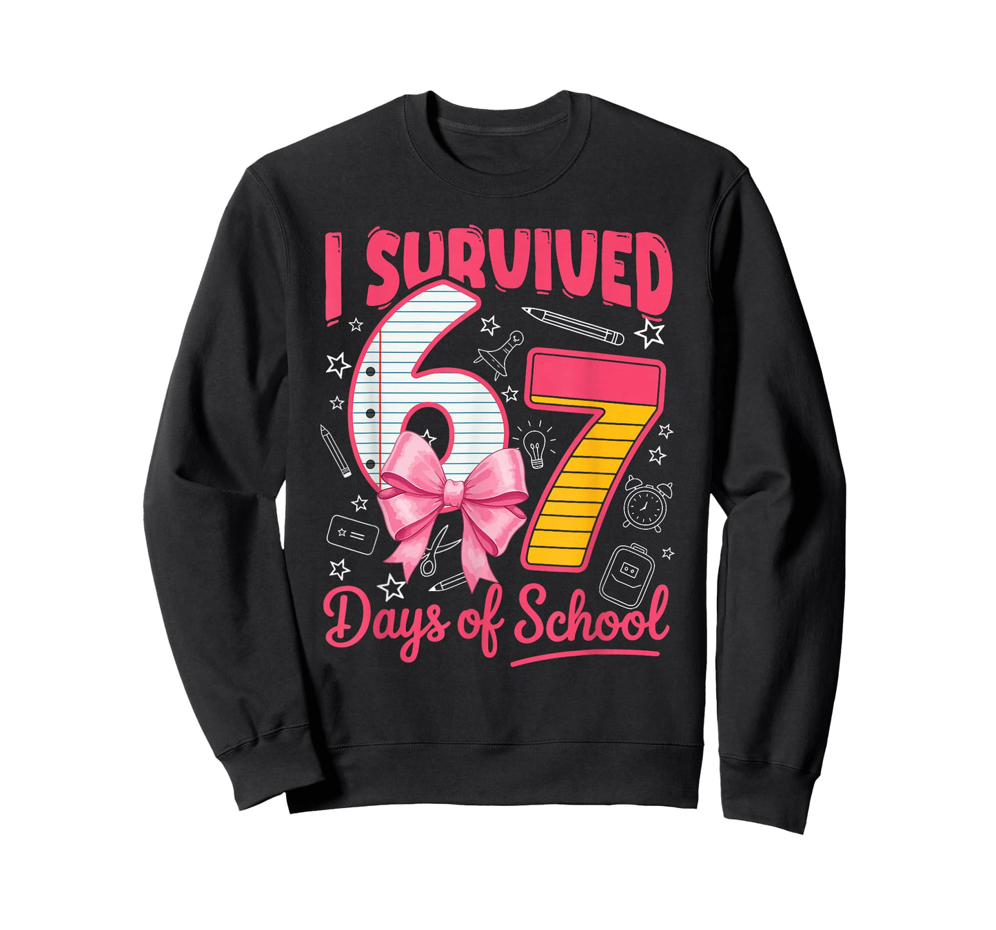 I Survived 67 Days of School Pink Bow Girls Kids T-Shirt