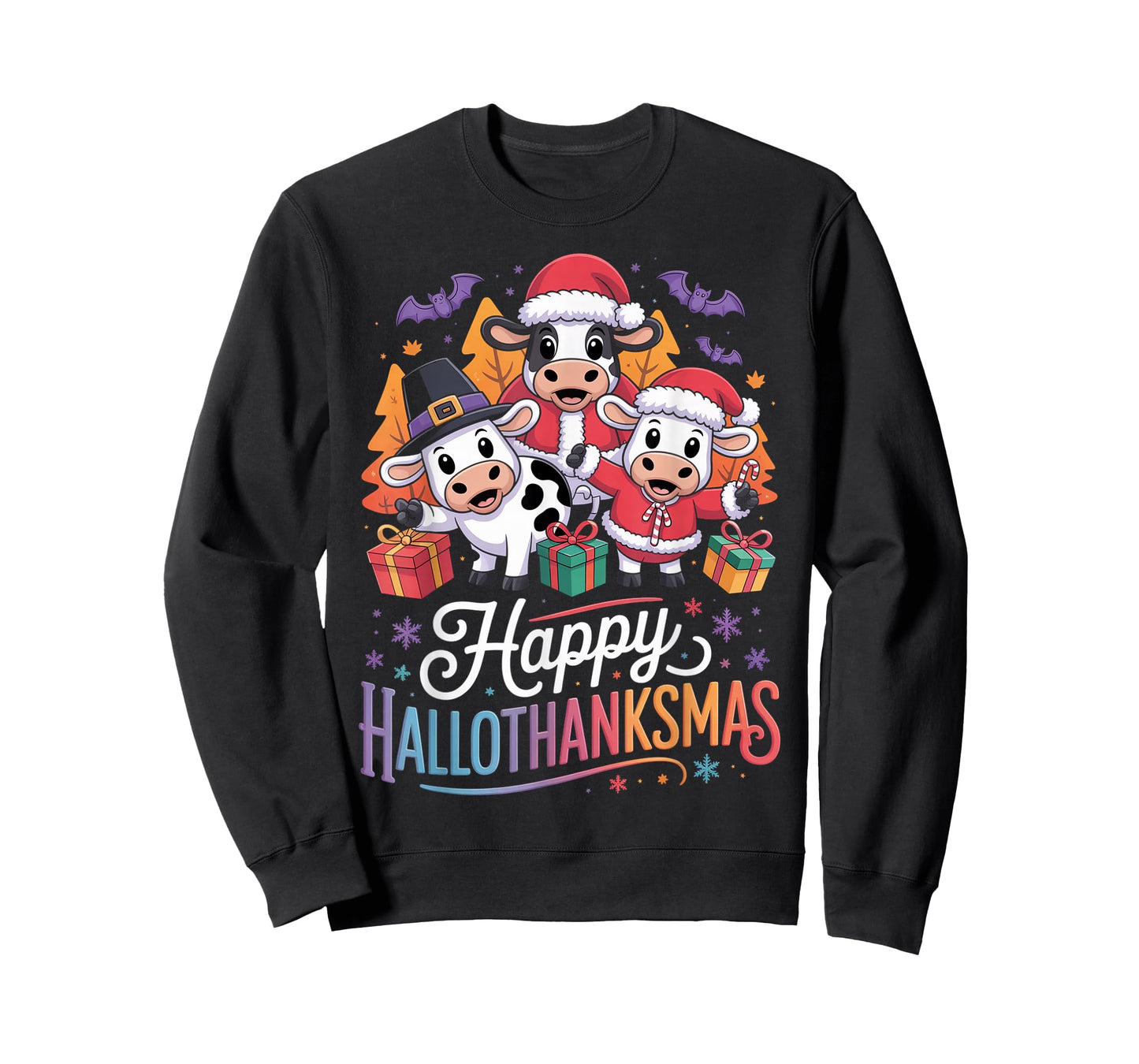 Happy HalloThanksMas Cows Gifts for Farmer T-Shirt
