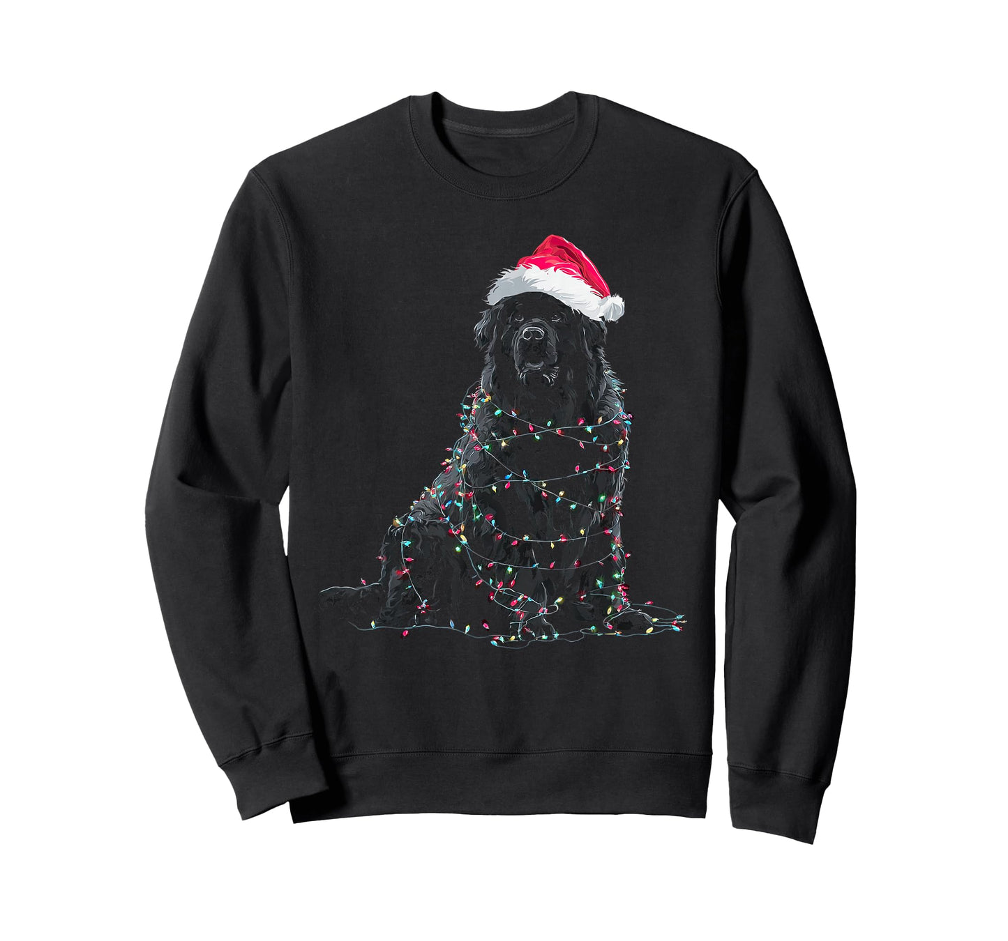 Funny Newfoundland Christmas Graphic Dog Lights Lover Newfie T-Shirt