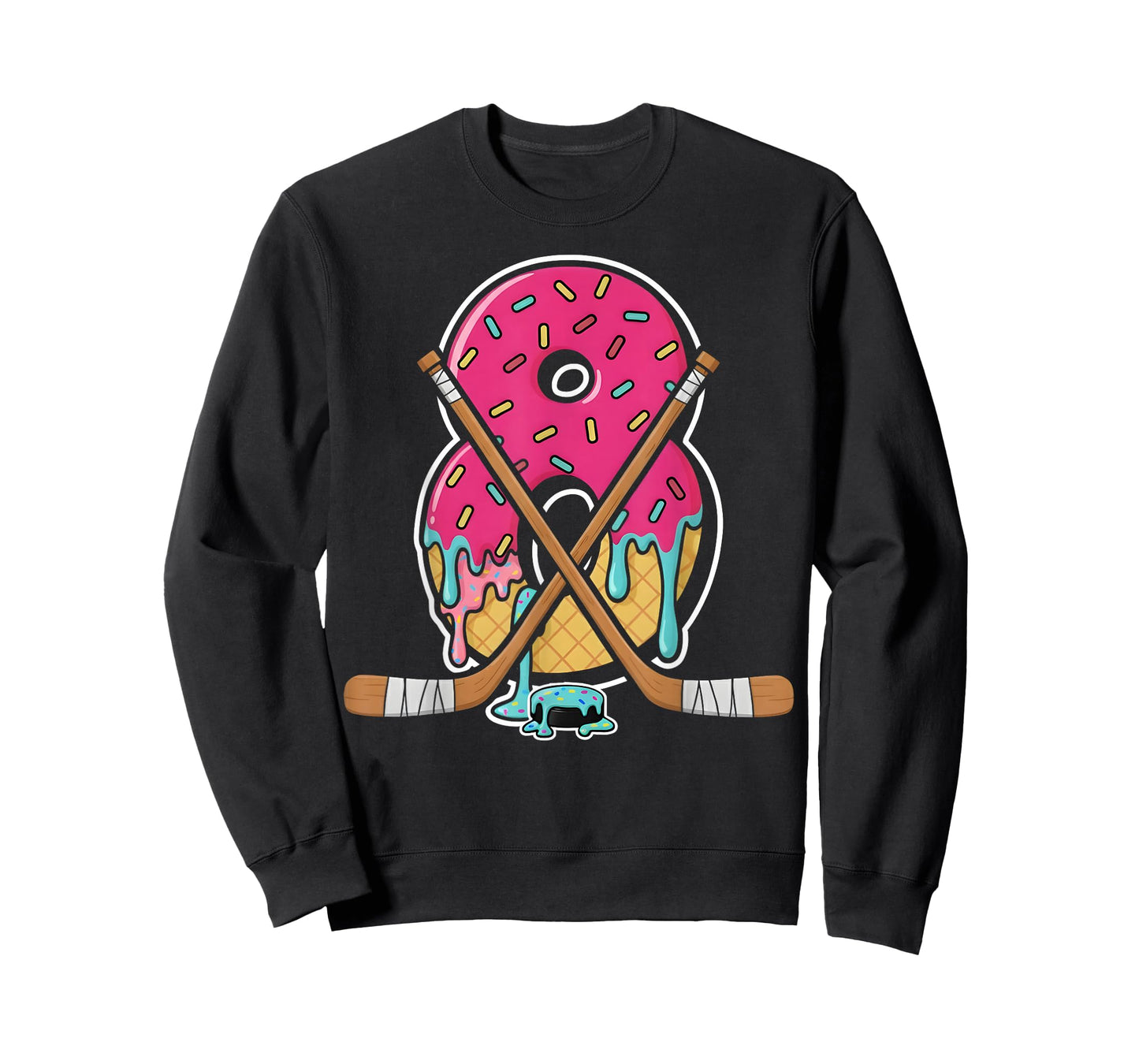 8 Year Old Hockey Ice Cream Drip Youth 8th Birthday Boys T-Shirt