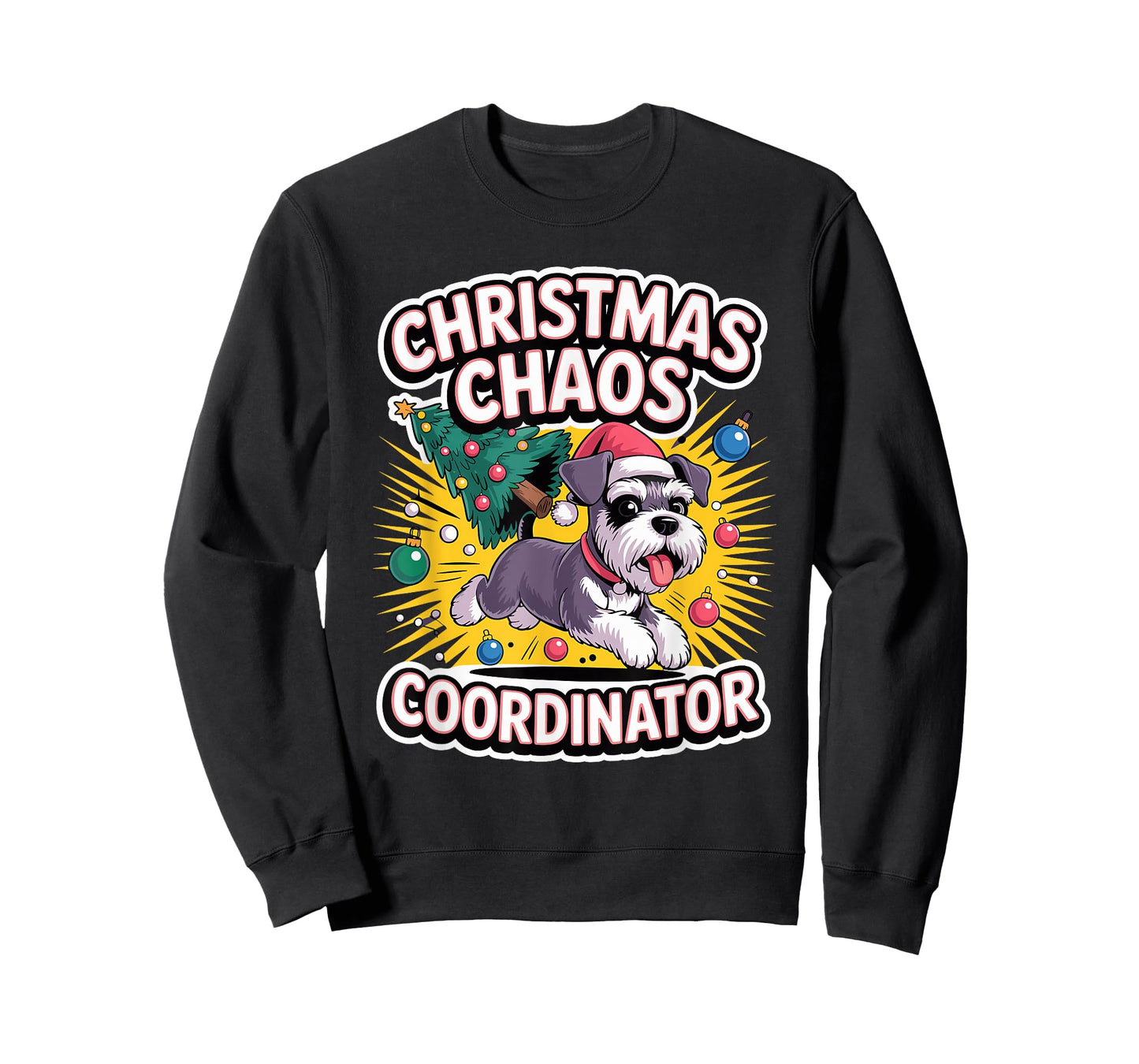 Christmas Chaos Coordinator Puppy Funny Mini Schnauzer T-Shirt