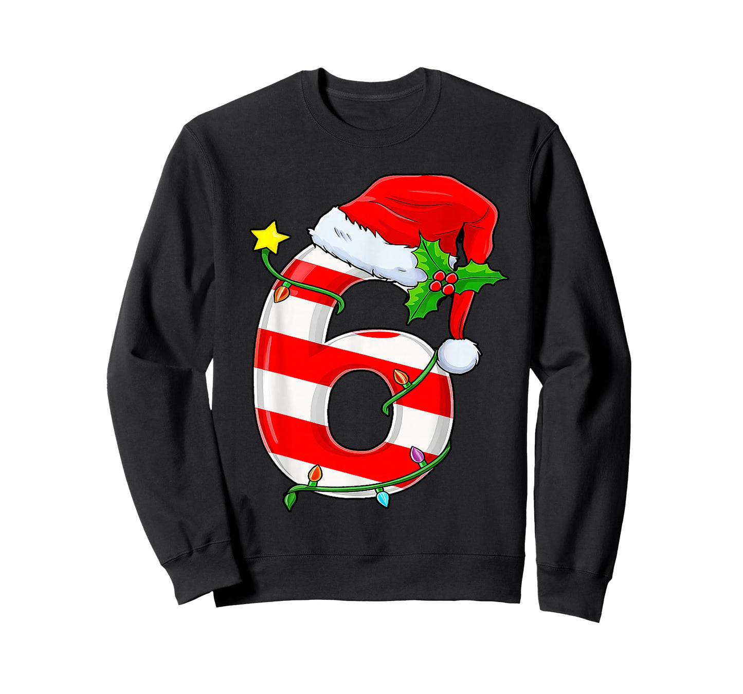 Fun Six Seven 6 7 Meme Candy Cane Lights Santa Christmas T-Shirt
