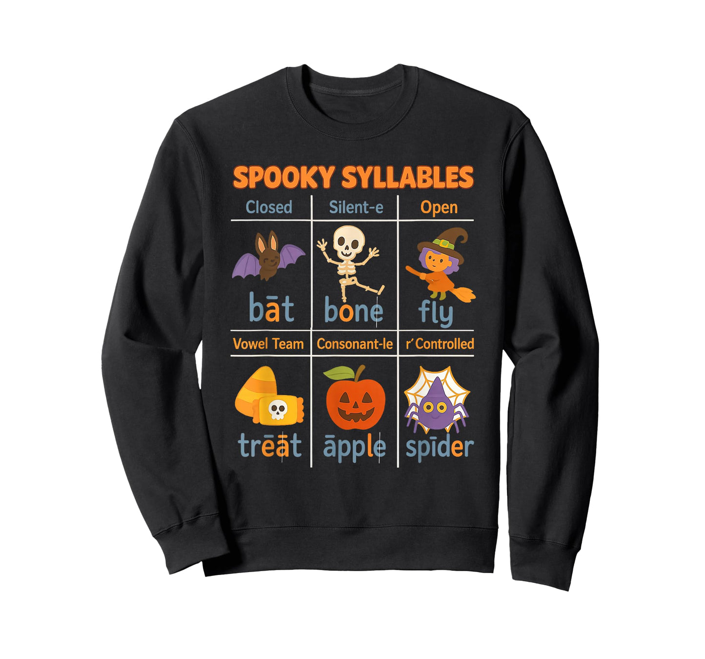 Spooky Syllables Teacher Funny Halloween Educational Kids T-Shirt