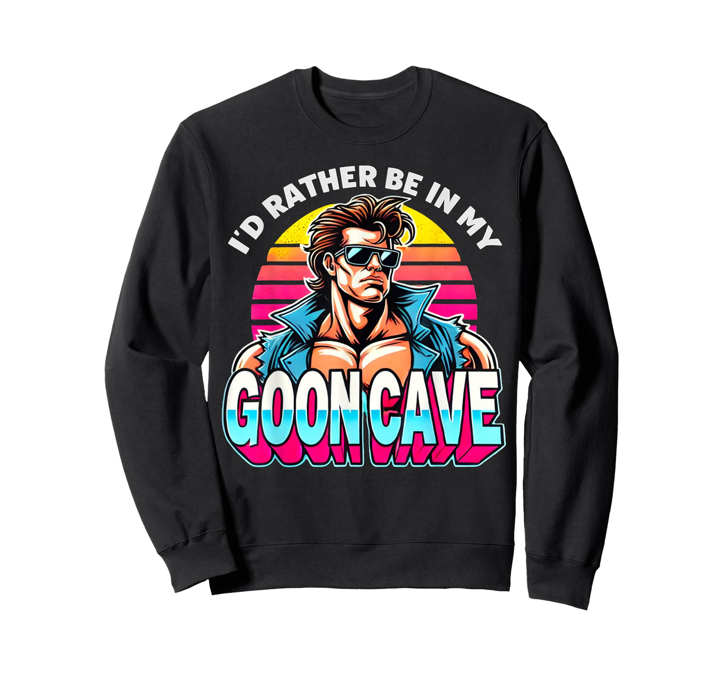 Retro Funny Id Rather Be in My Goon Cave Quote Man Meme T-Shirt