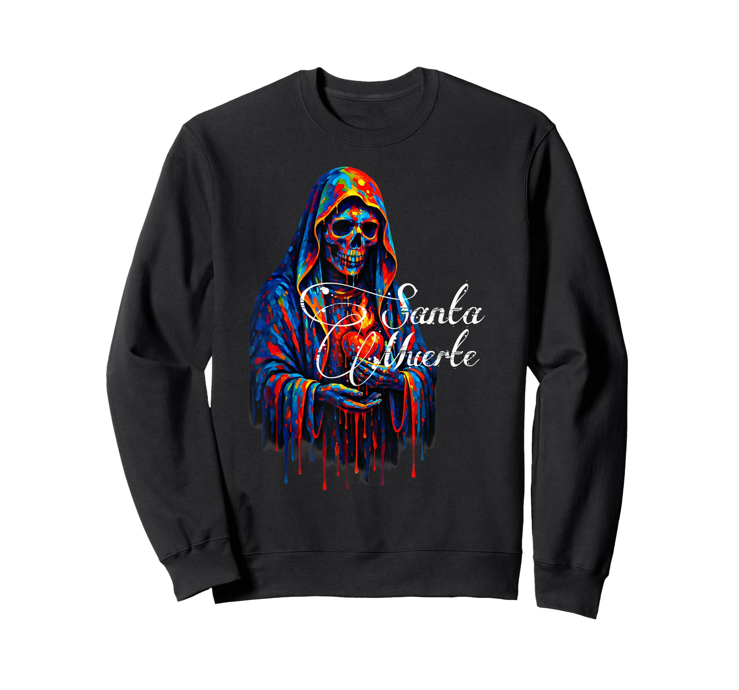Santa Muerte Sacred Heart Skeleton Rainbow Cloak Art T-Shirt