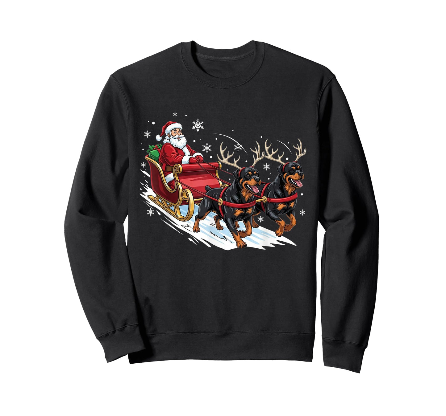 Funny Rottweiler Christmas Santa Cute Dog Lovers T-Shirt